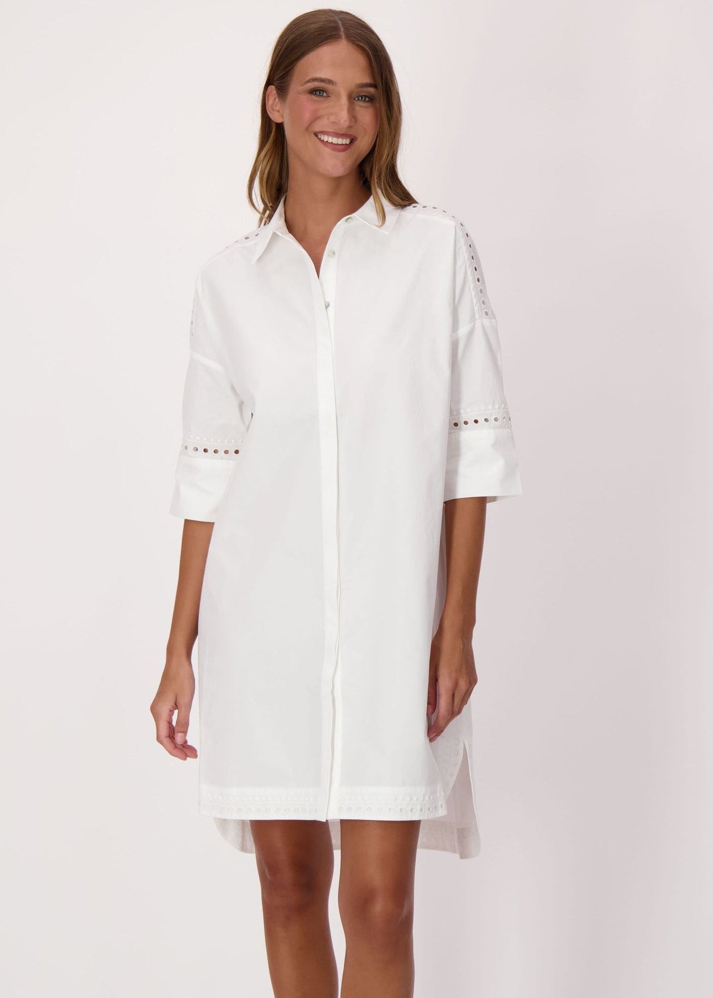 Spanner - Palm Embroidered Cotton Shirt Dress
