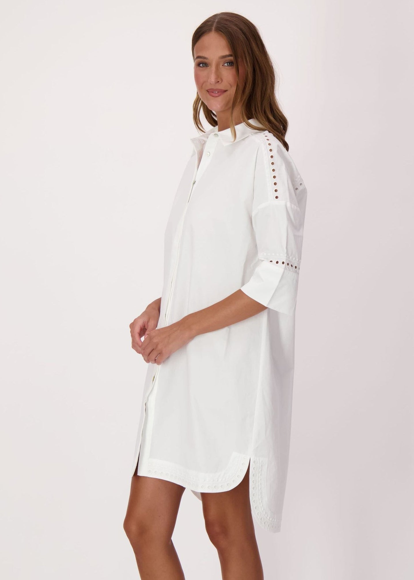 Spanner - Palm Embroidered Cotton Shirt Dress - SALE