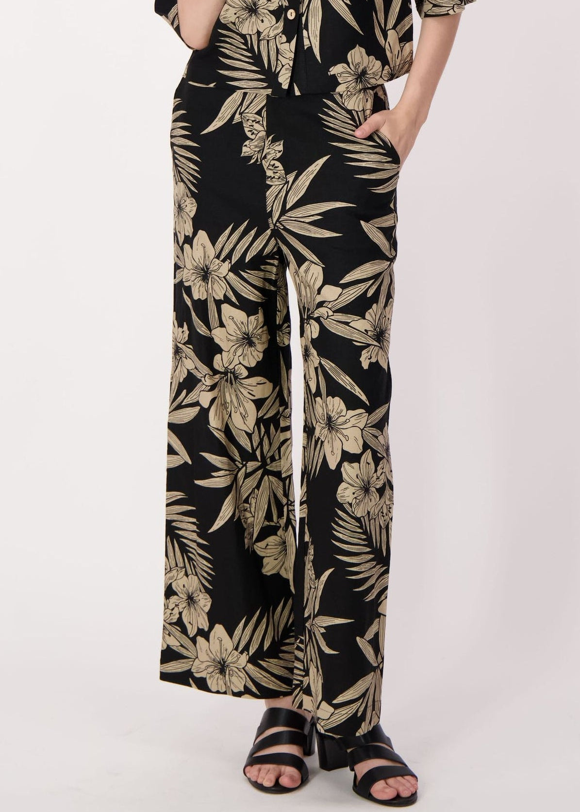 Spanner - Natural Floral Linen-Blend Pant