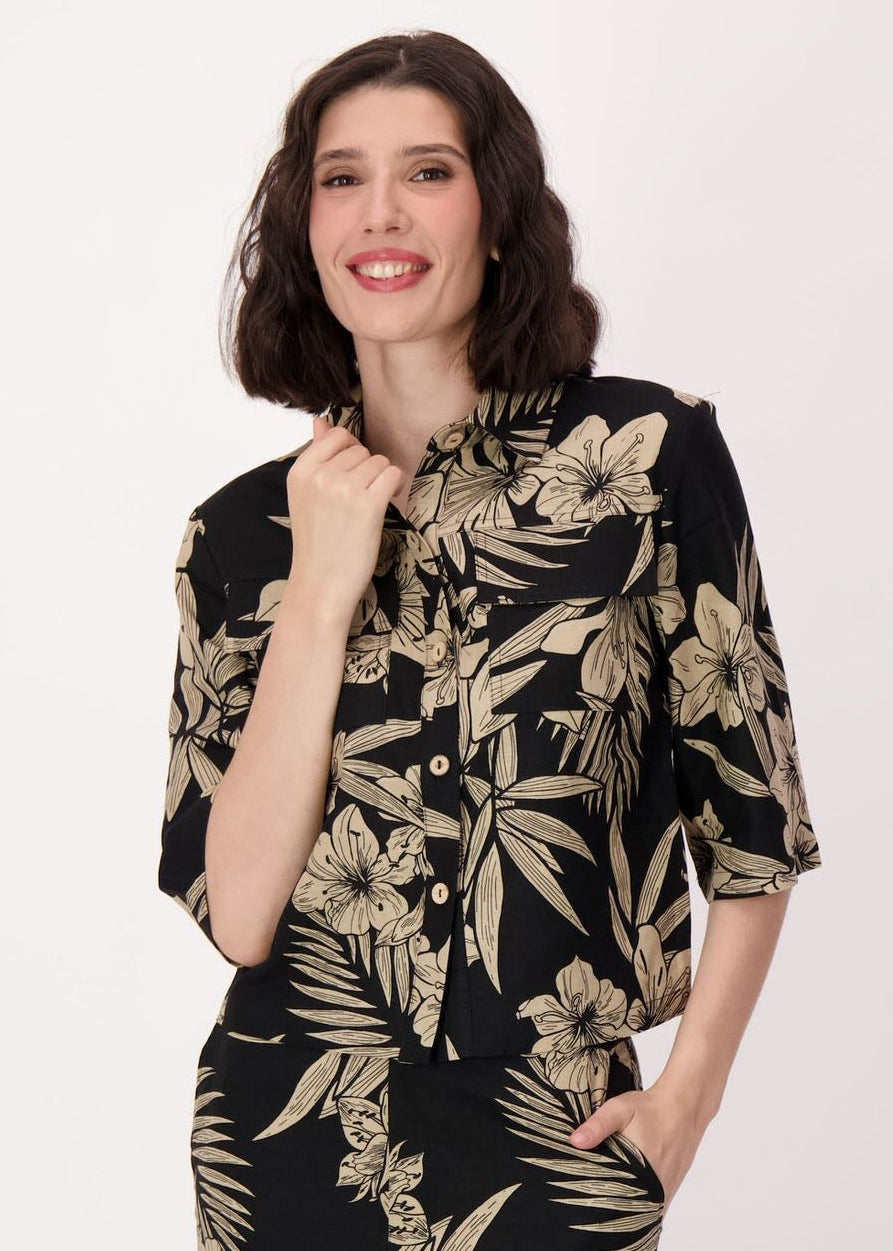 Spanner - Natural Floral Linen-Blend Shirt