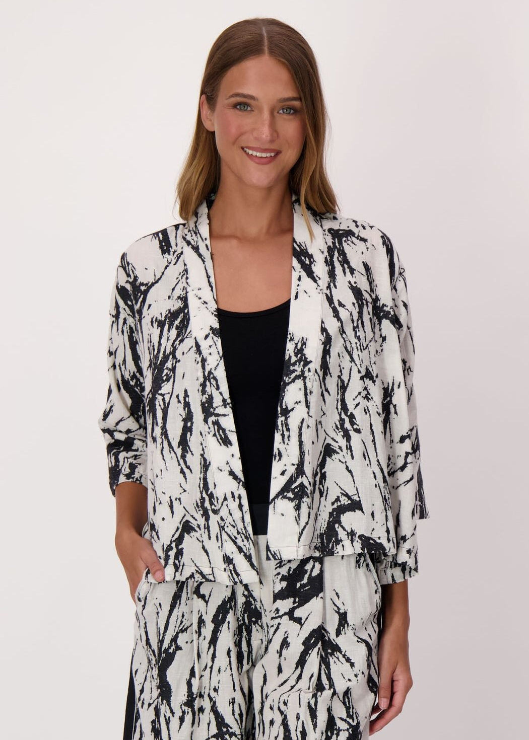 Spanner - Jacquard Cotton-Linen Shrug Jacket With Solid Back Panel