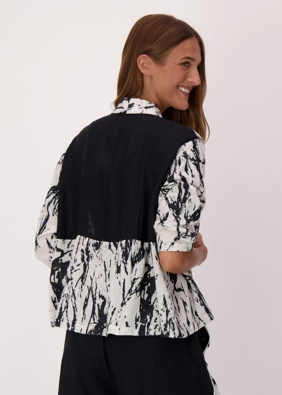 Spanner - Jacquard Cotton-Linen Shrug Jacket With Solid Back Panel - SALE