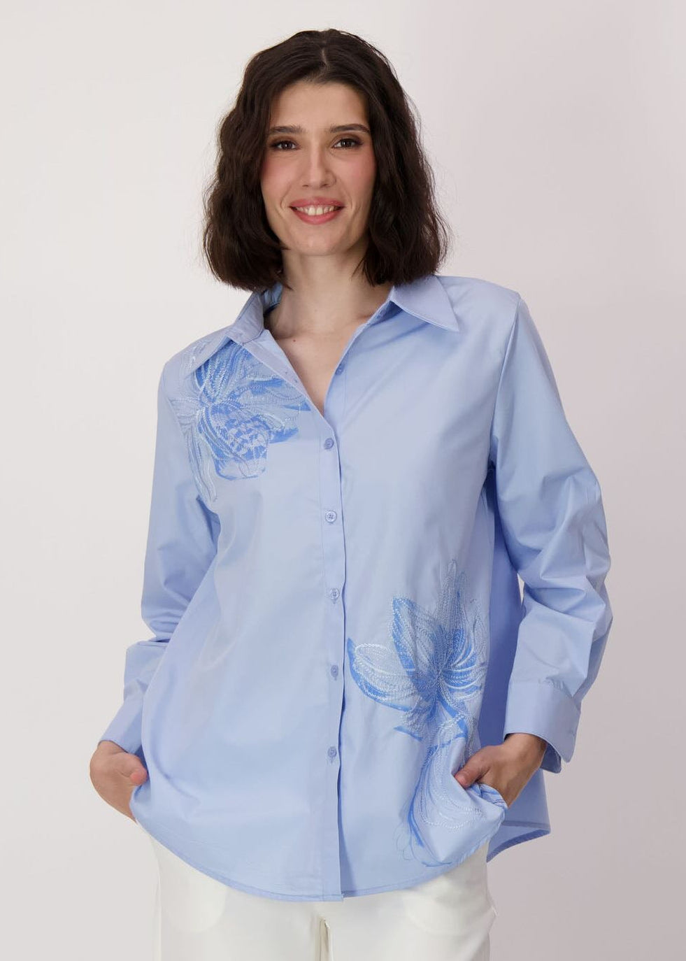 Spanner - Blue Floral Embroidery Shirt