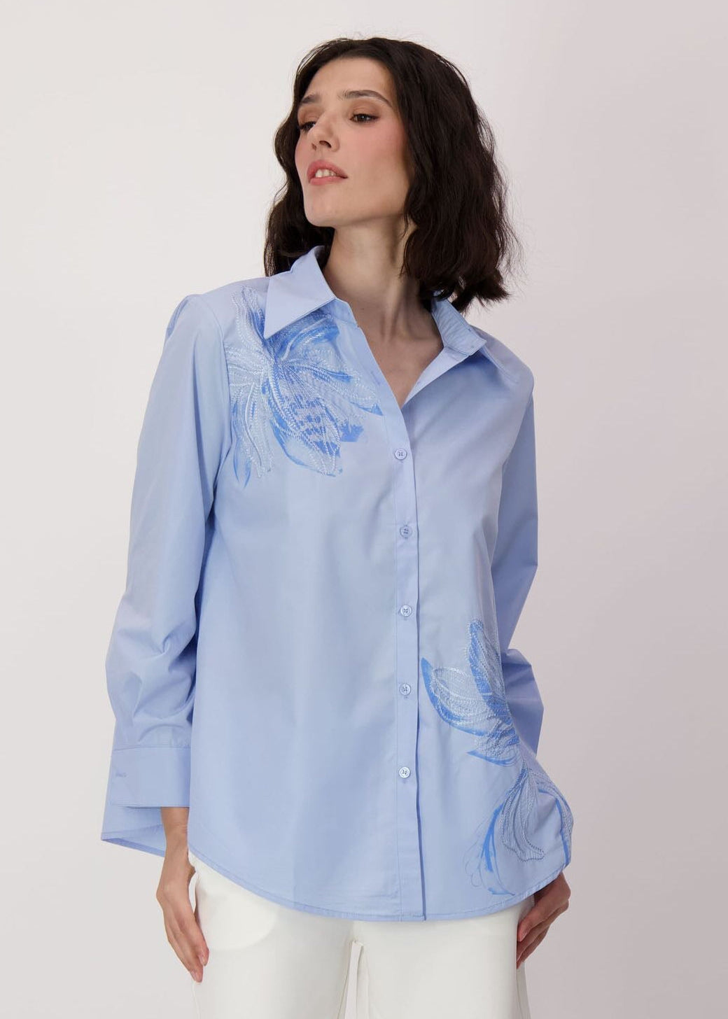 Spanner - Blue Floral Embroidery Shirt - SALE