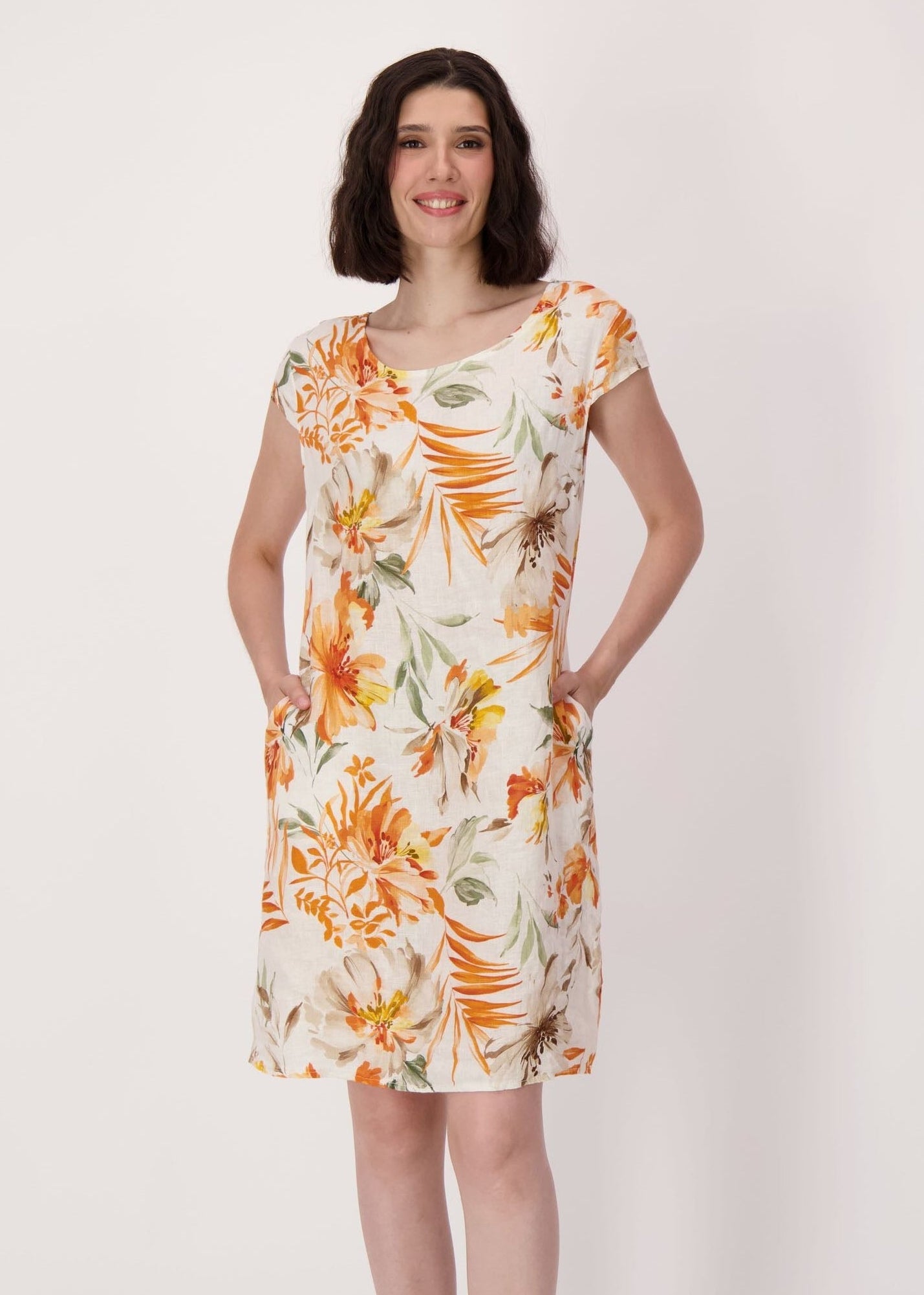 Spanner - Sunset Palm Linen Dress