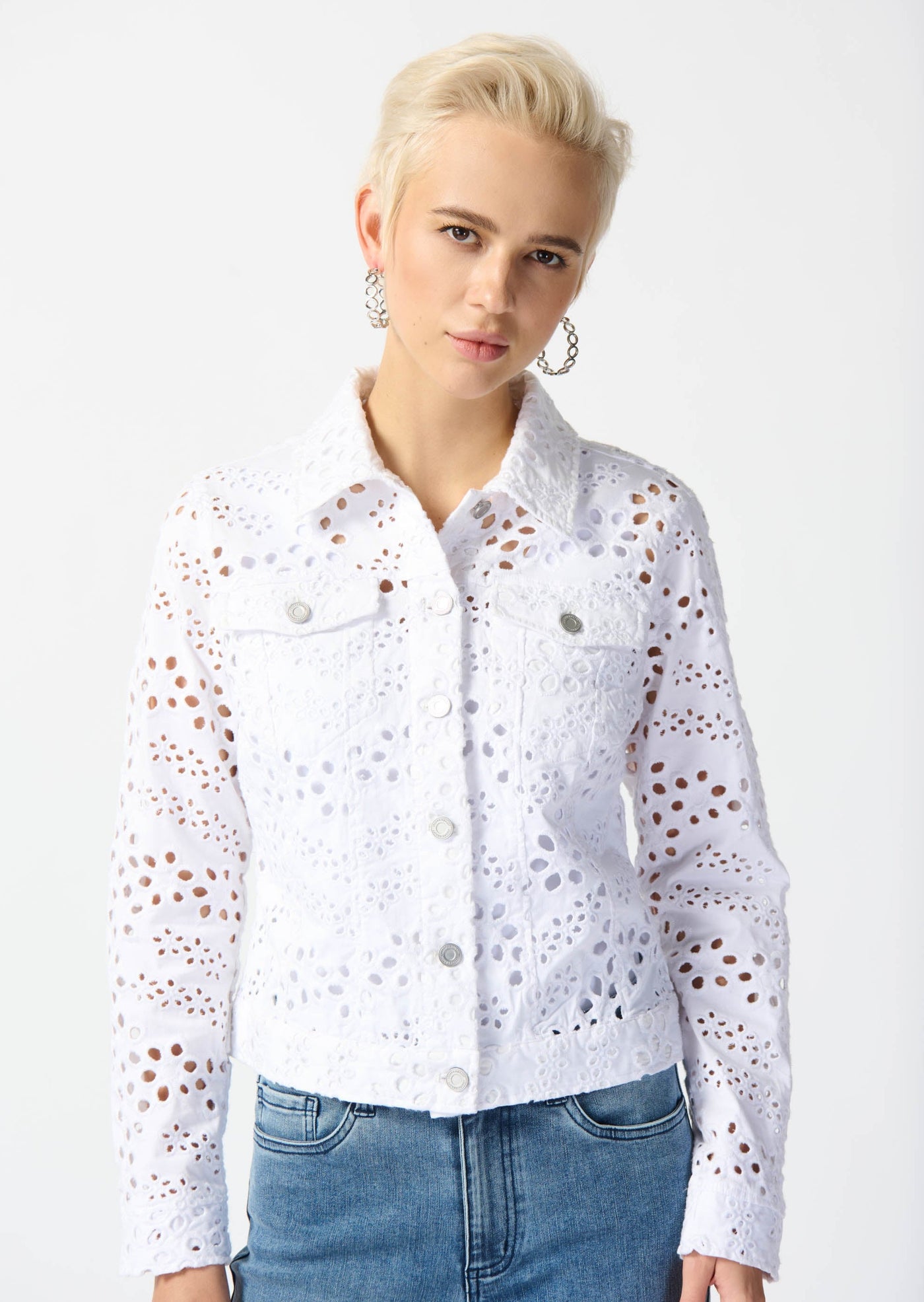 Joseph Ribkoff - Embroidered Demin Fitted Jacket