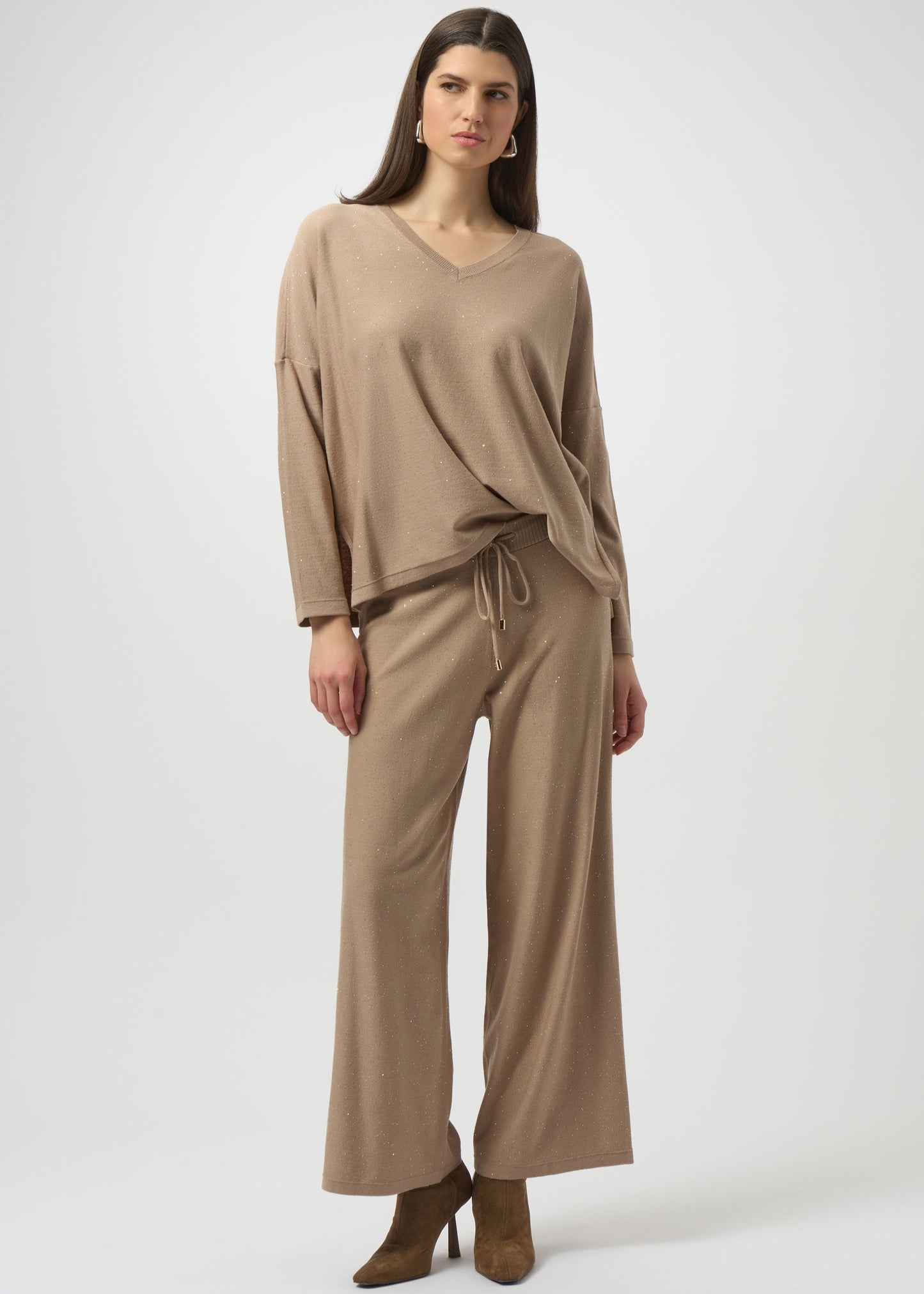 Joseph Ribkoff - Sequined Sweater Knit Culotte Pants