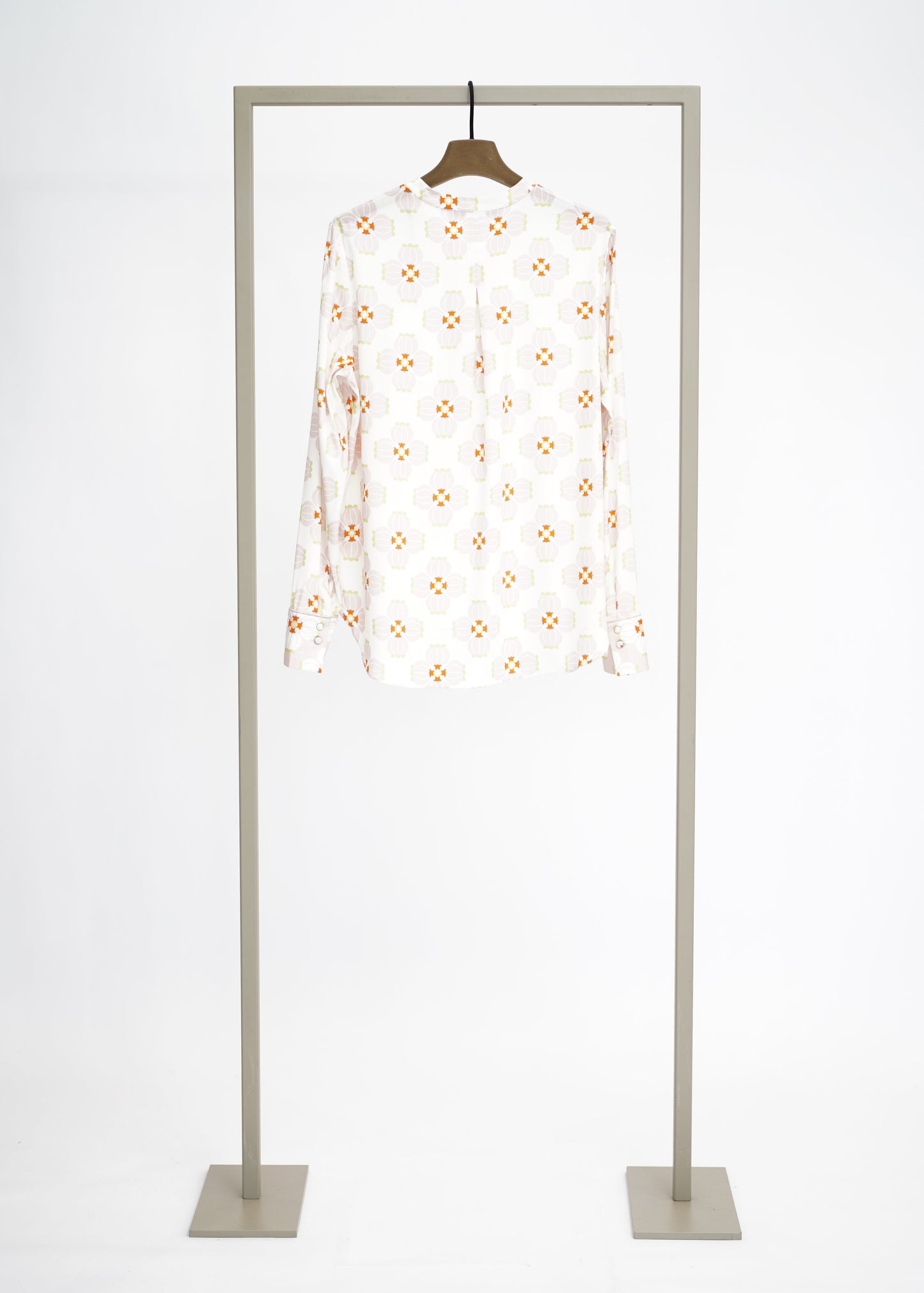 Herzen's - Silk Floral Print Henley Blouse Long Sleeve