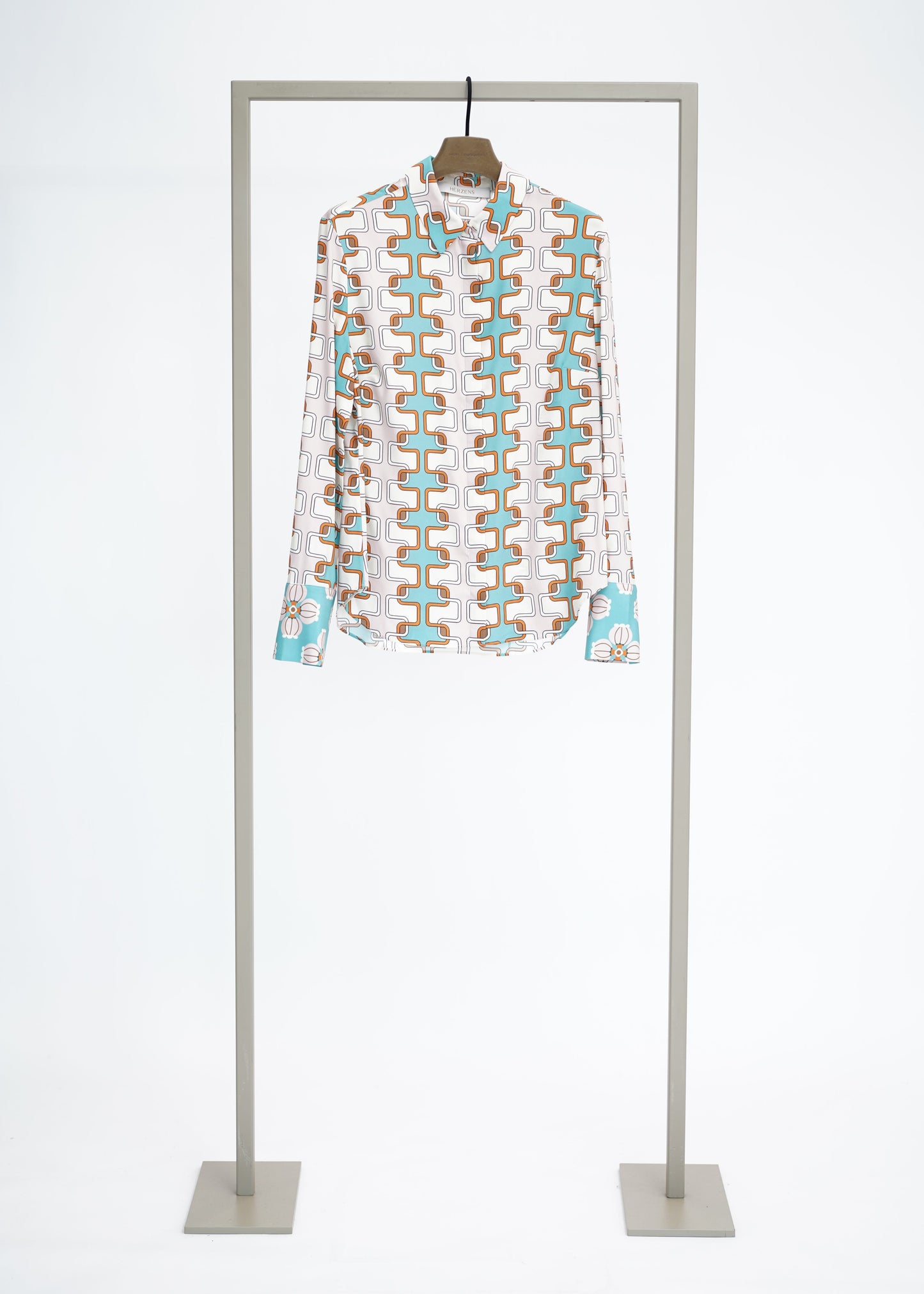 Herzen's - Silk Modern Tile Print Blouse