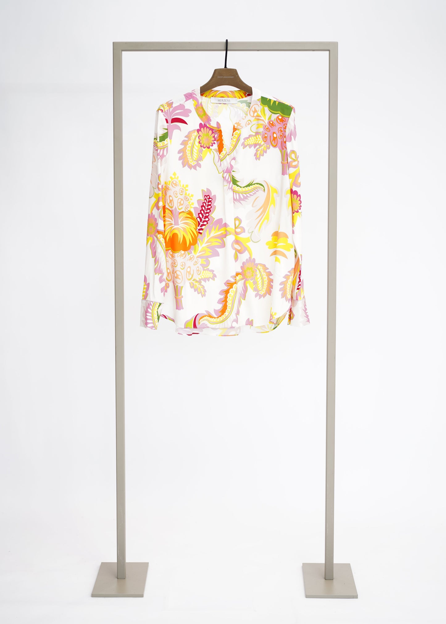 Herzen’s - Silk Print Henley Blouse