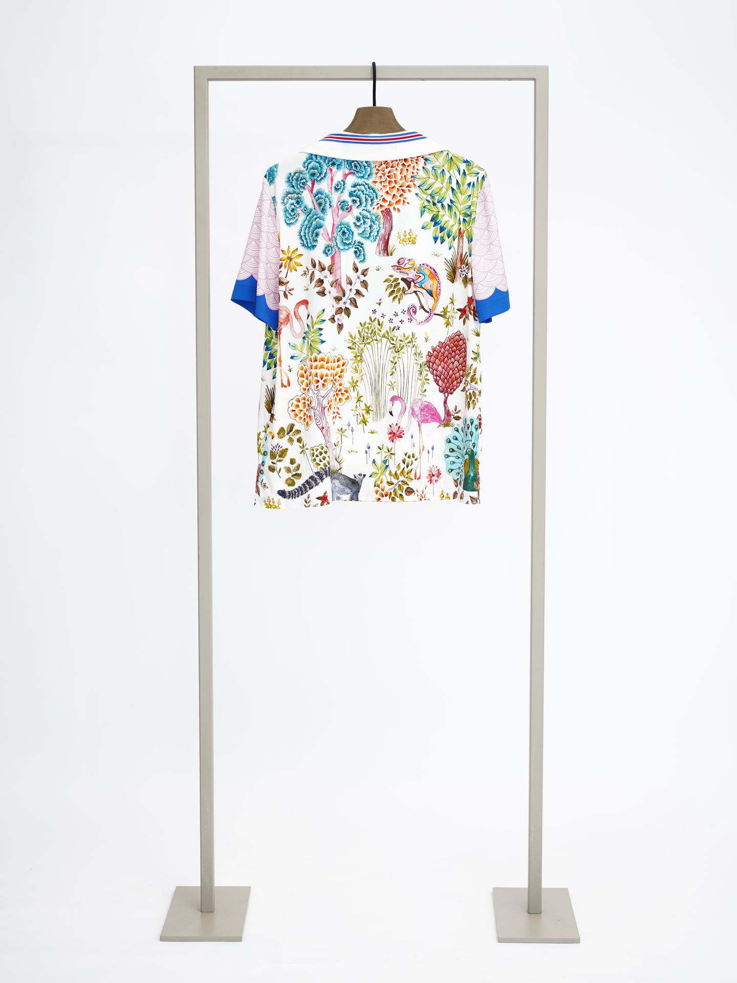 Herzen's - Silk Short Sleeve Open Neck Collared Blouse