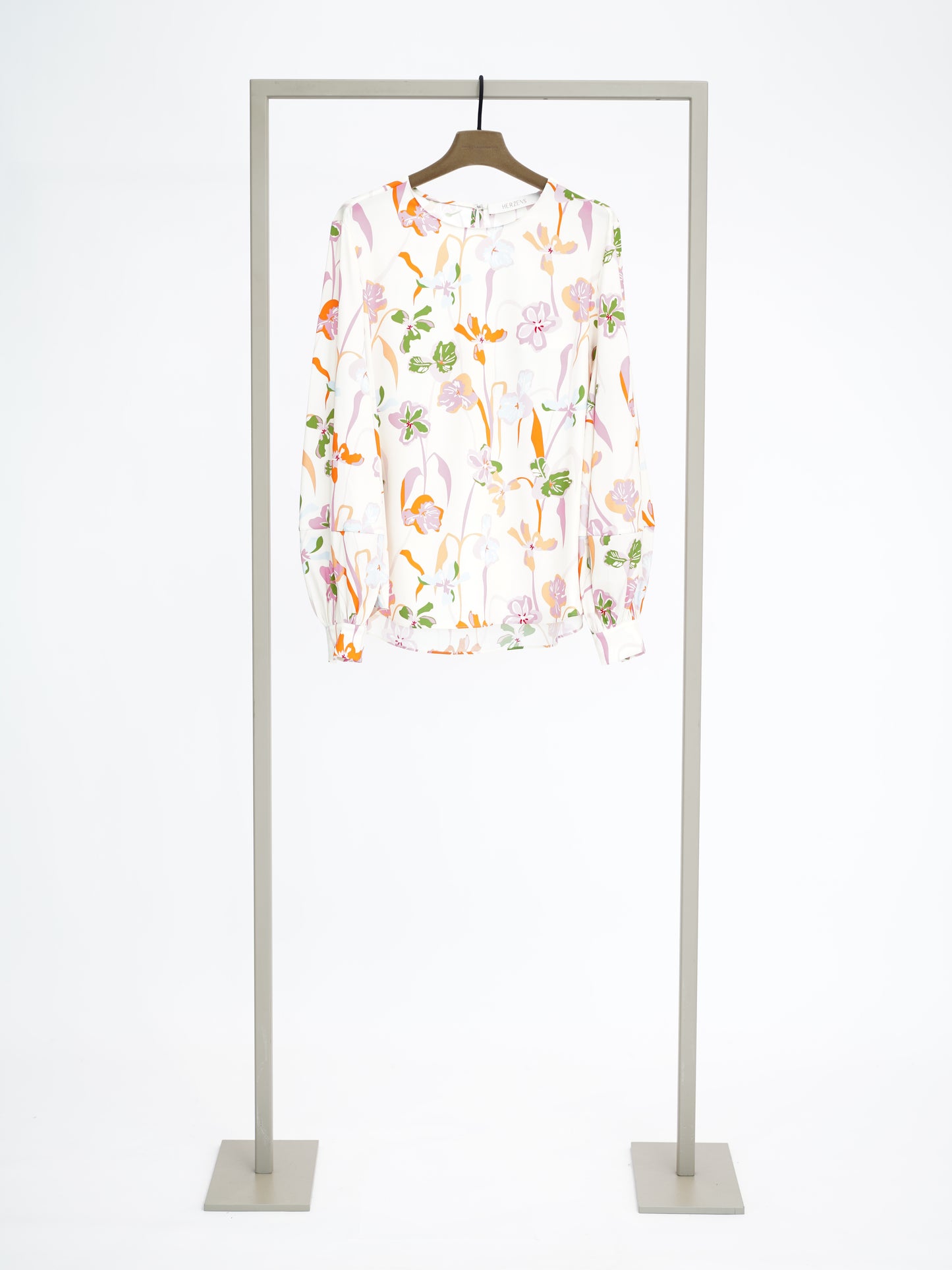 Herzen's - Silk Spring Floral Blouse With Billow Sleeves