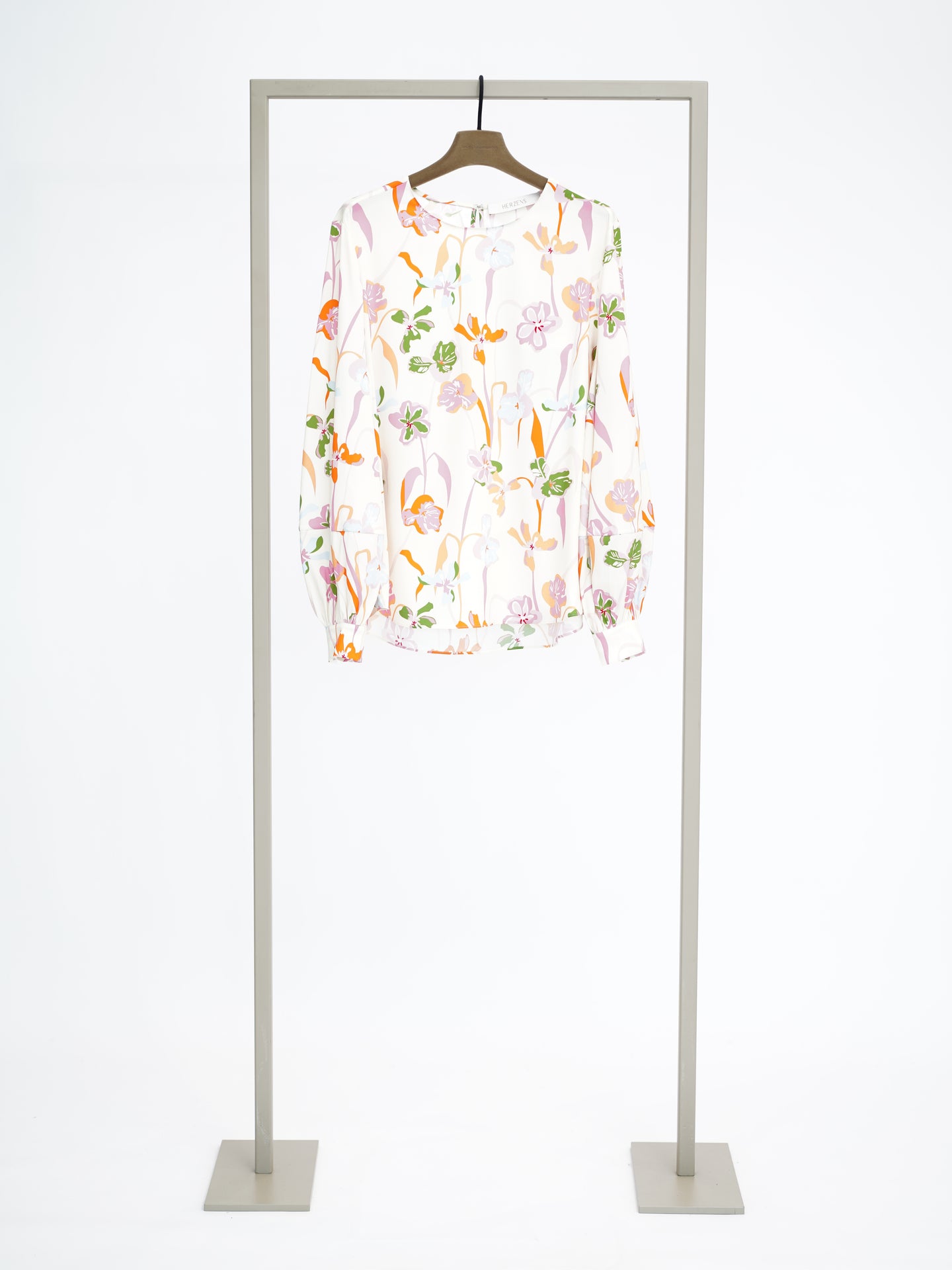 Herzen's - Silk Spring Floral Blouse With Billow Sleeves