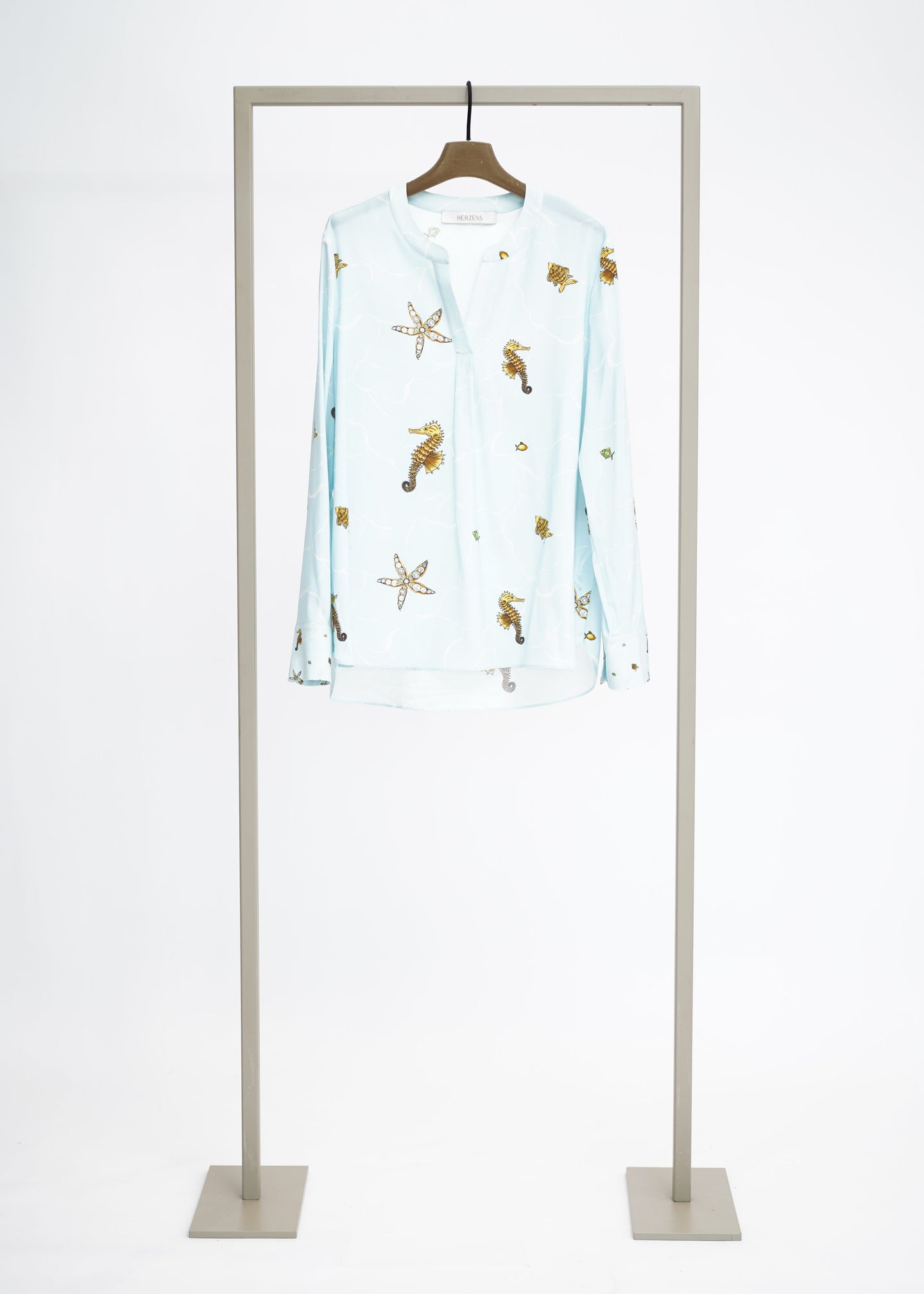 Herzen's - Silk Shellfish Seahorse Print Blouse