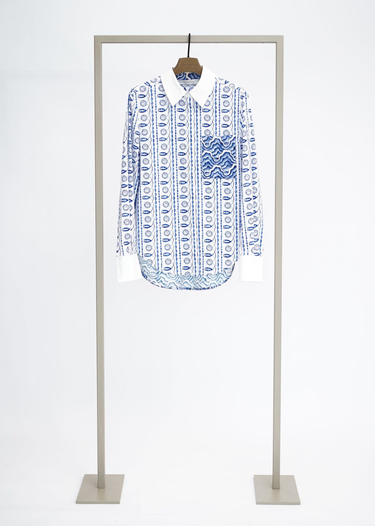 Herzen’s - Cotton Mosaic Wave Pattern Blouse