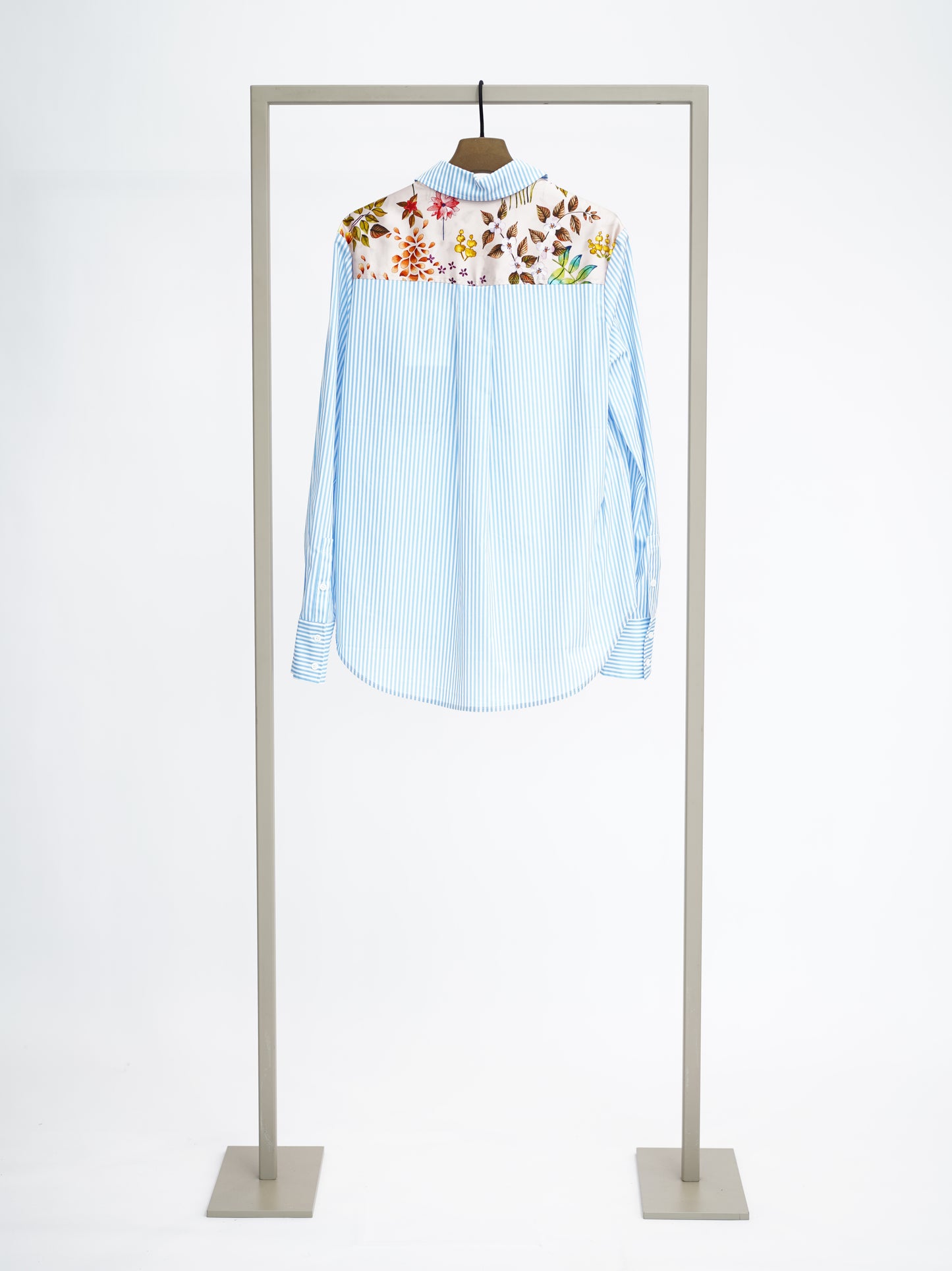 Herzen's - Cotton Blouse In Whimsical Stripe And Floral Combo