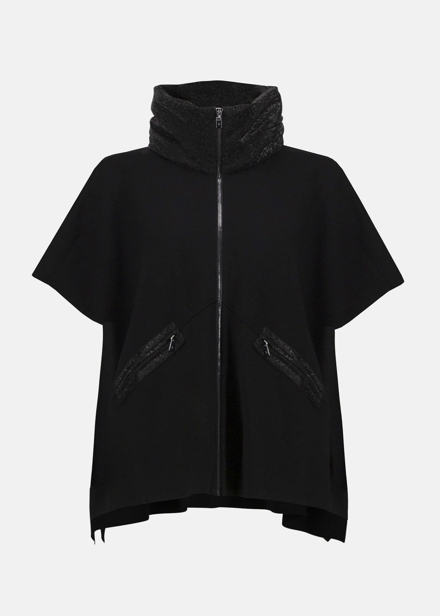 Faux Leather Trimmed Poncho Sleeve Jacket - GIFT CARD WITH PURCHASE