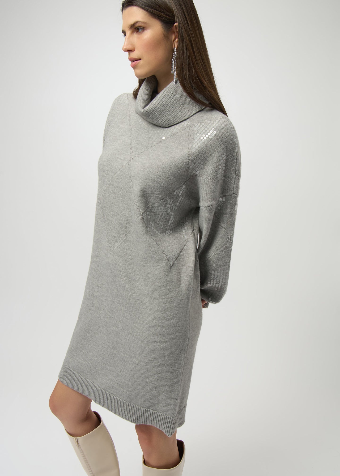 Joseph Ribkoff - Sweater Knit Straight Dress with Sequin Detail