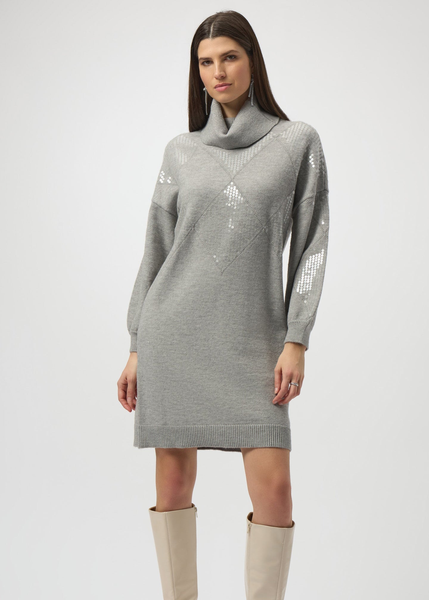 Joseph Ribkoff - Sweater Knit Straight Dress with Sequin Detail
