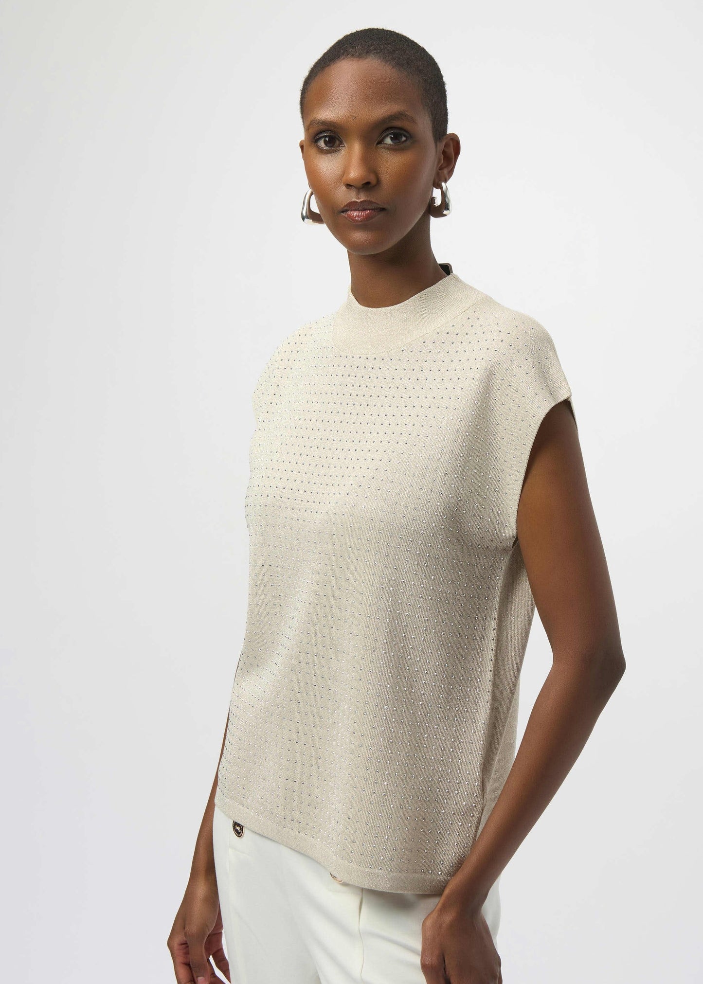 Joseph Ribkoff - Sweater Knit Sleeveless Pullover with Iron-On Detail