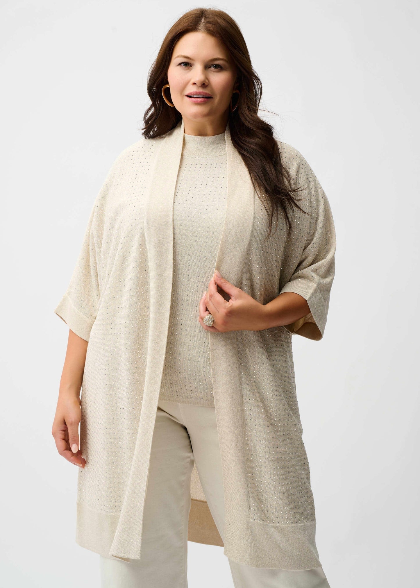 Joseph Ribkoff - Sweater Knit Cover-Up with Iron-On Detail