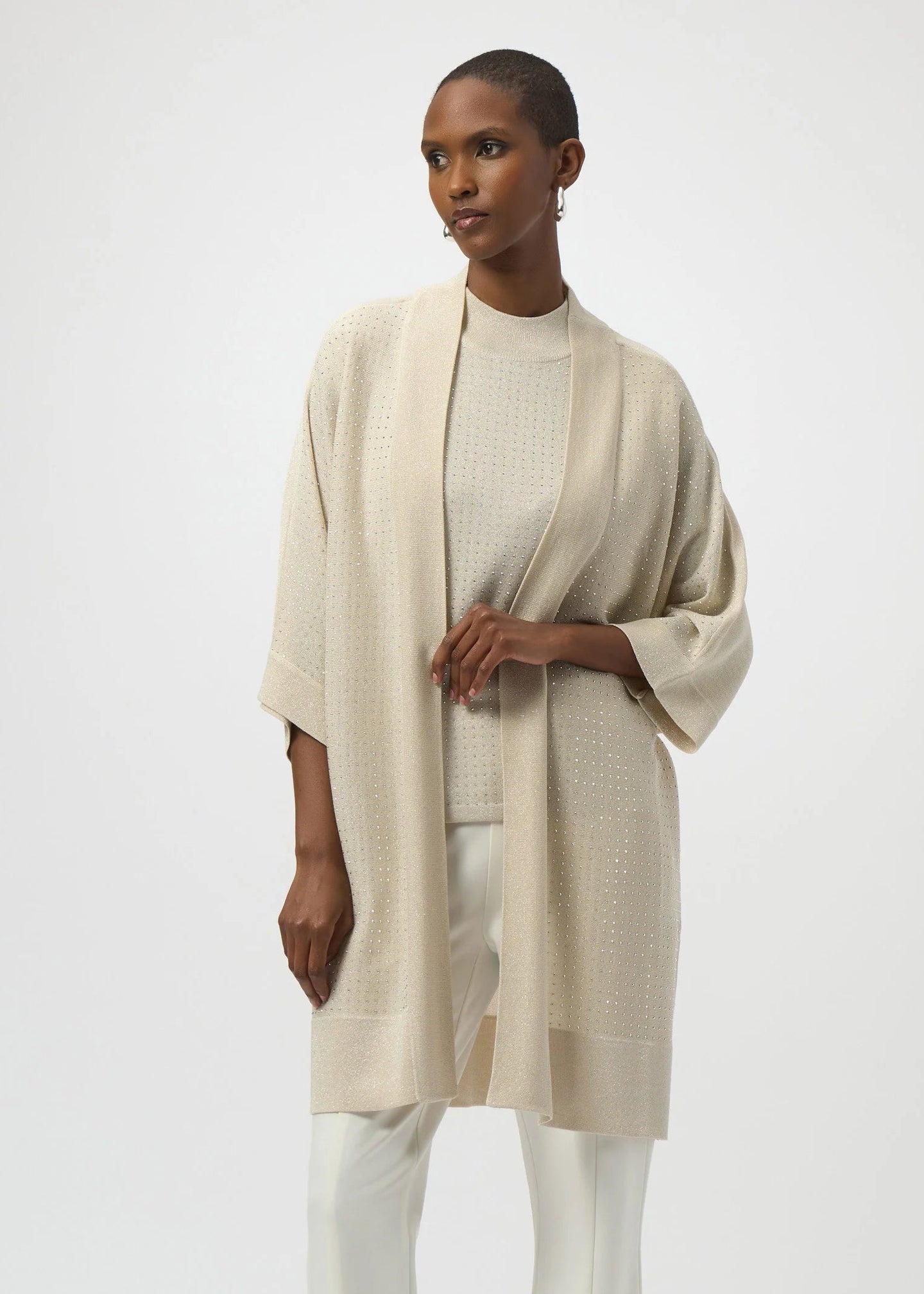 Joseph Ribkoff - Sweater Knit Cover-Up with Iron-On Detail