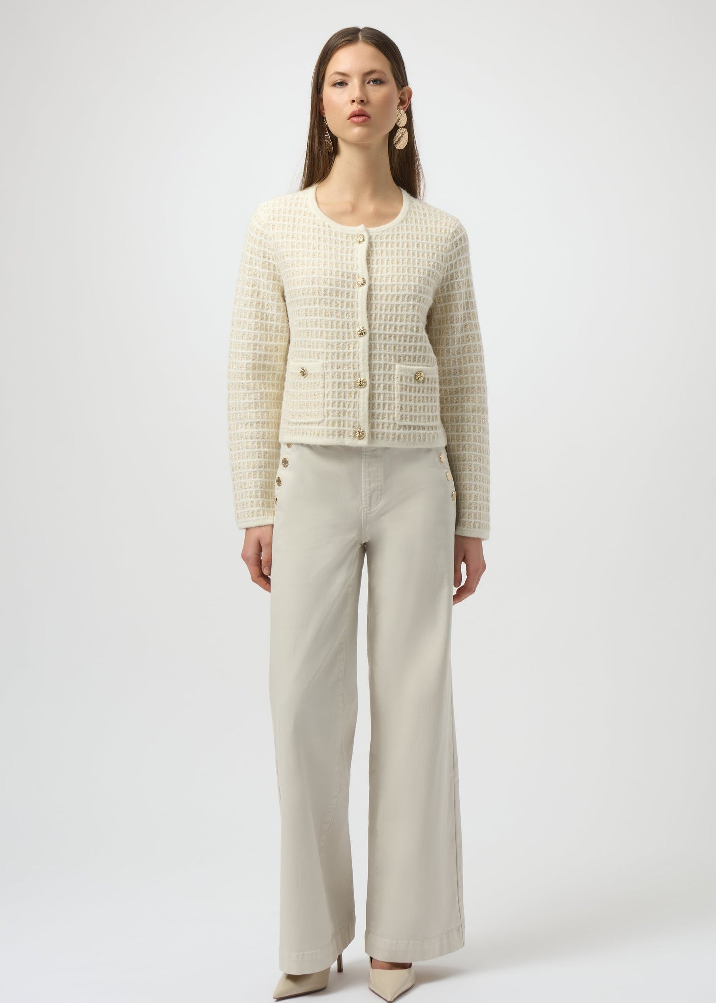 Joseph Ribkoff - Sequined Knit Cardigan with Gold Buttons
