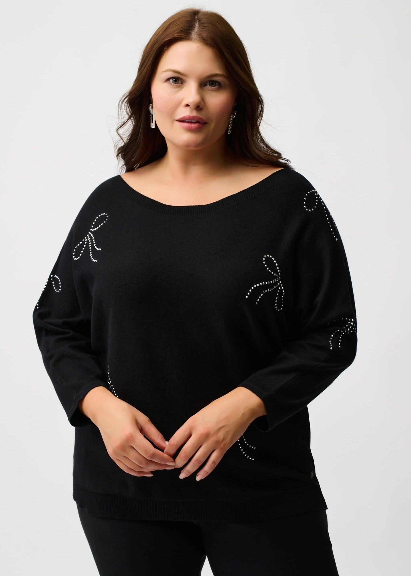 Joseph Ribkoff - Sweater Knit Pullover with Iron-On Bow Detail