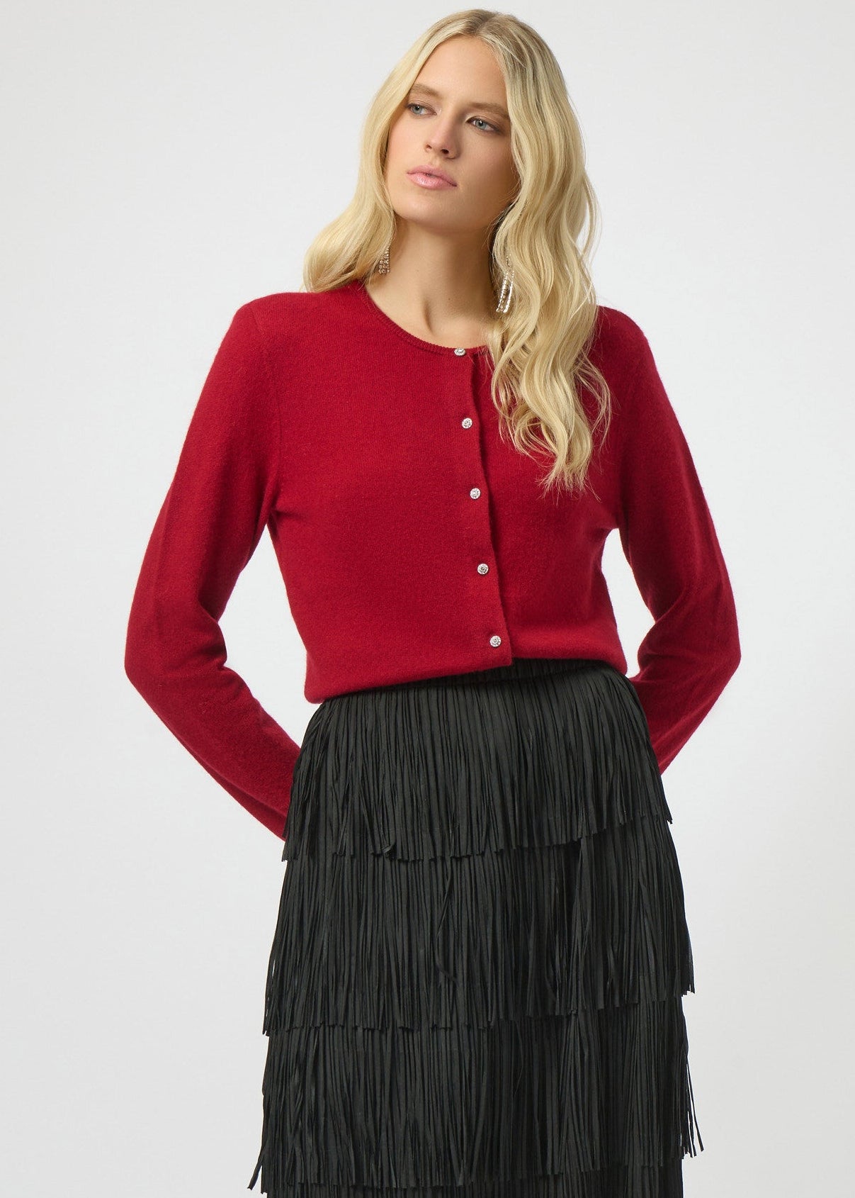 Joseph Ribkoff - Cashmere Button-Front Crew Neck Cardigan