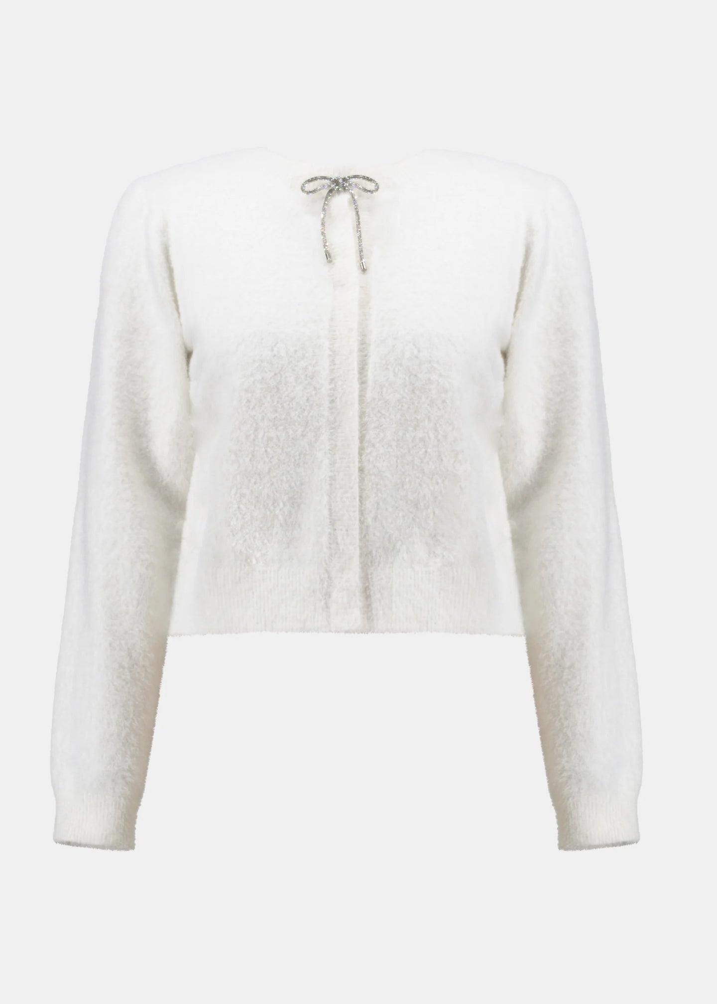 Joseph Ribkoff - Feather Yarn Cardigan with Rhinestone Bow