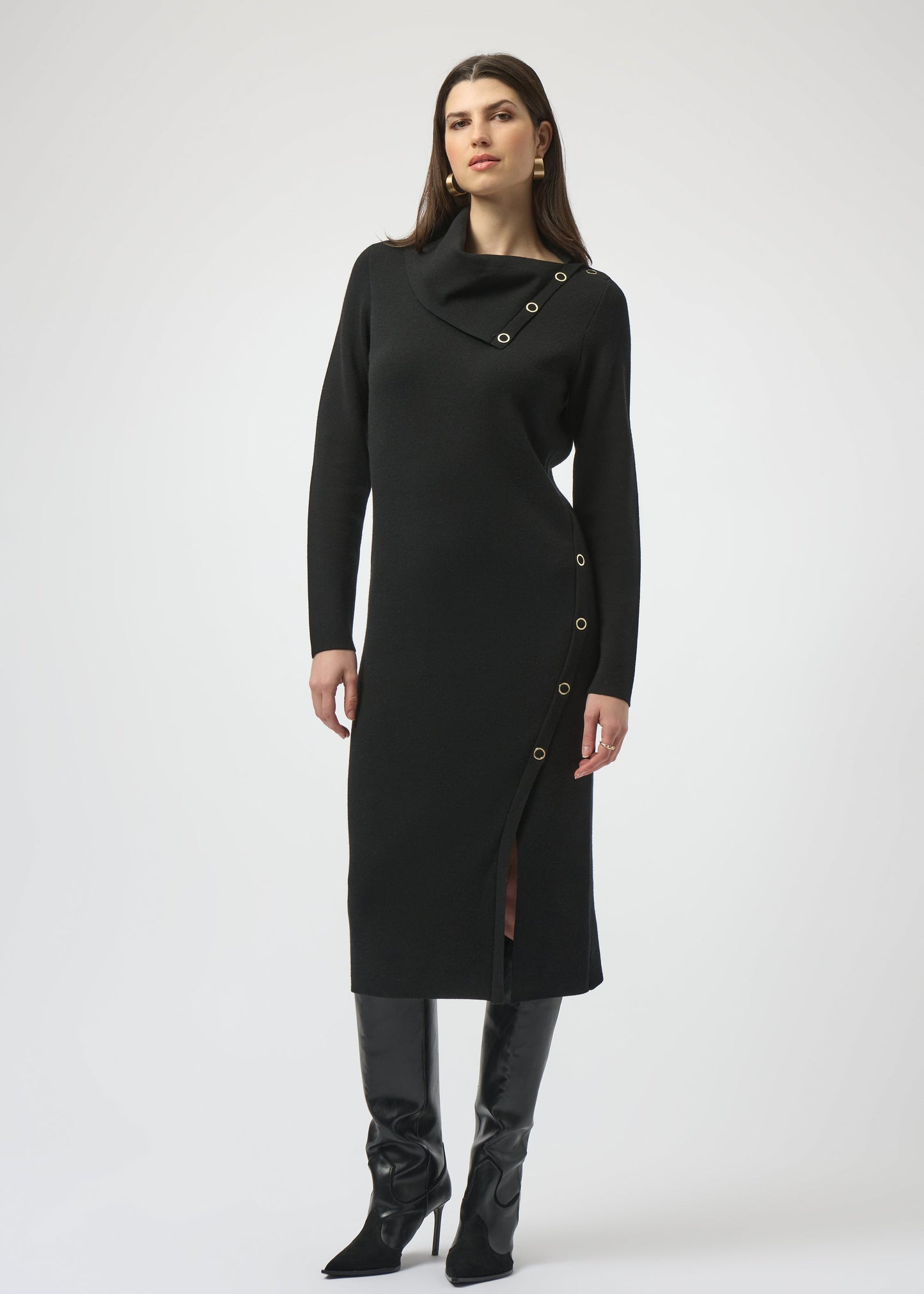 Joseph Ribkoff - Sweater Knit Sheath Dress with Eyelet Detail