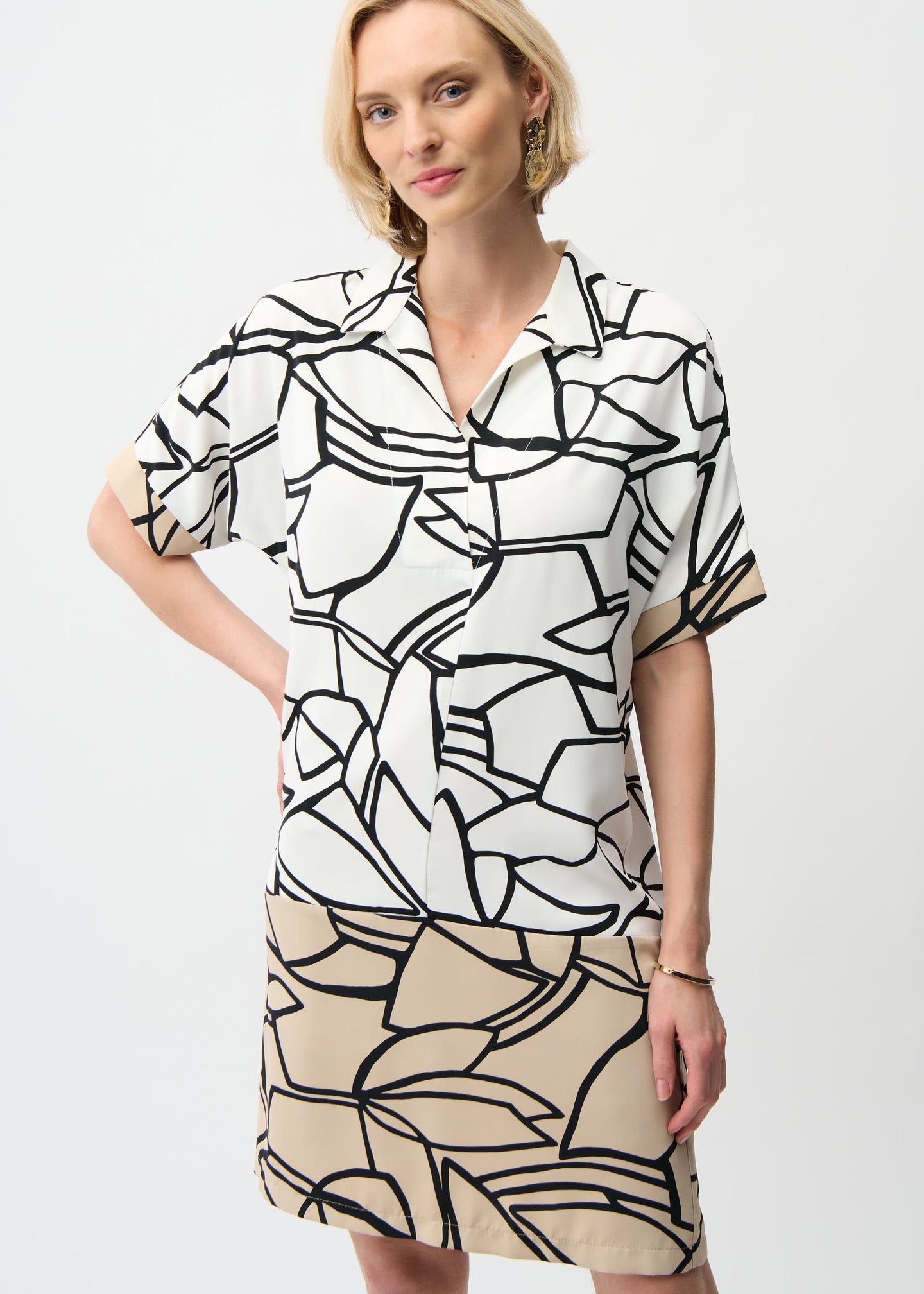 Joseph Ribkoff - Recycled Woven Abstract Print Shirt Dress