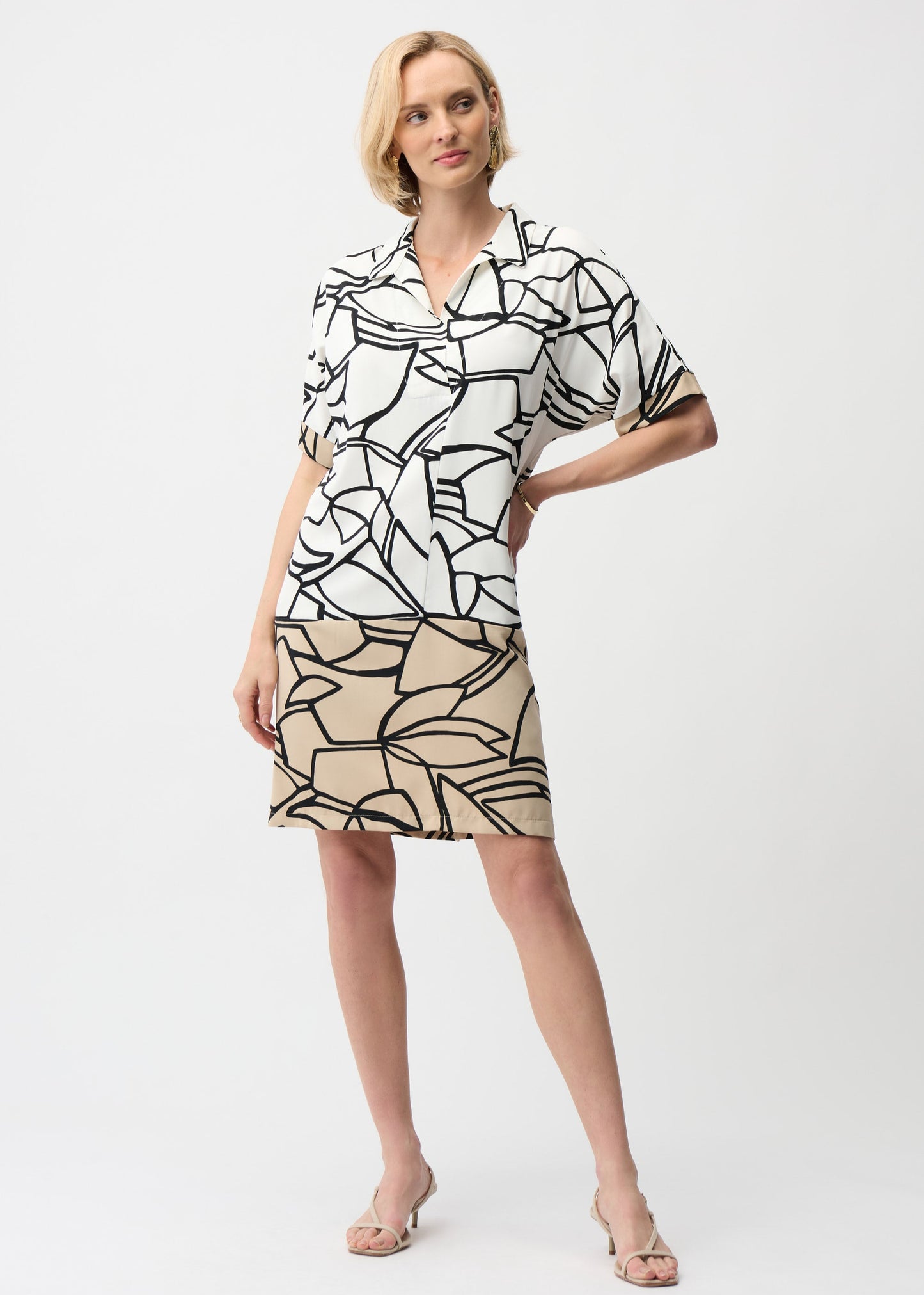 Joseph Ribkoff - Recycled Woven Abstract Print Shirt Dress