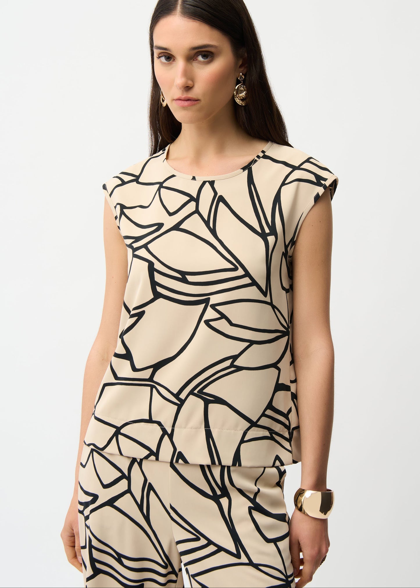 Joseph Ribkoff - Recycled Woven Abstract Print Boxy Top