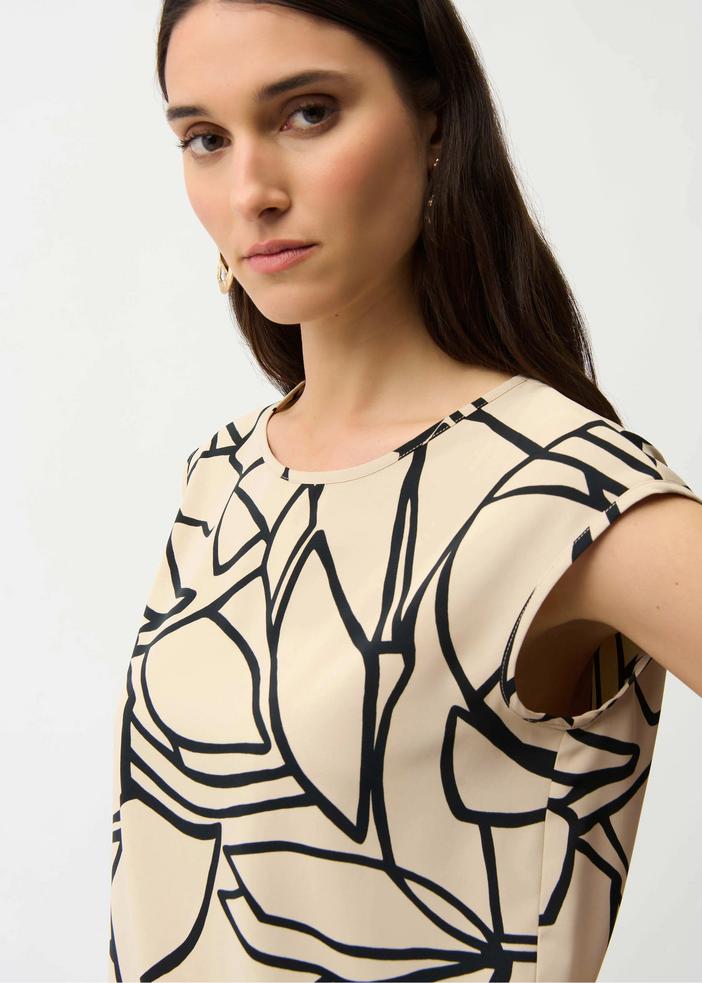 Joseph Ribkoff - Recycled Woven Abstract Print Boxy Top