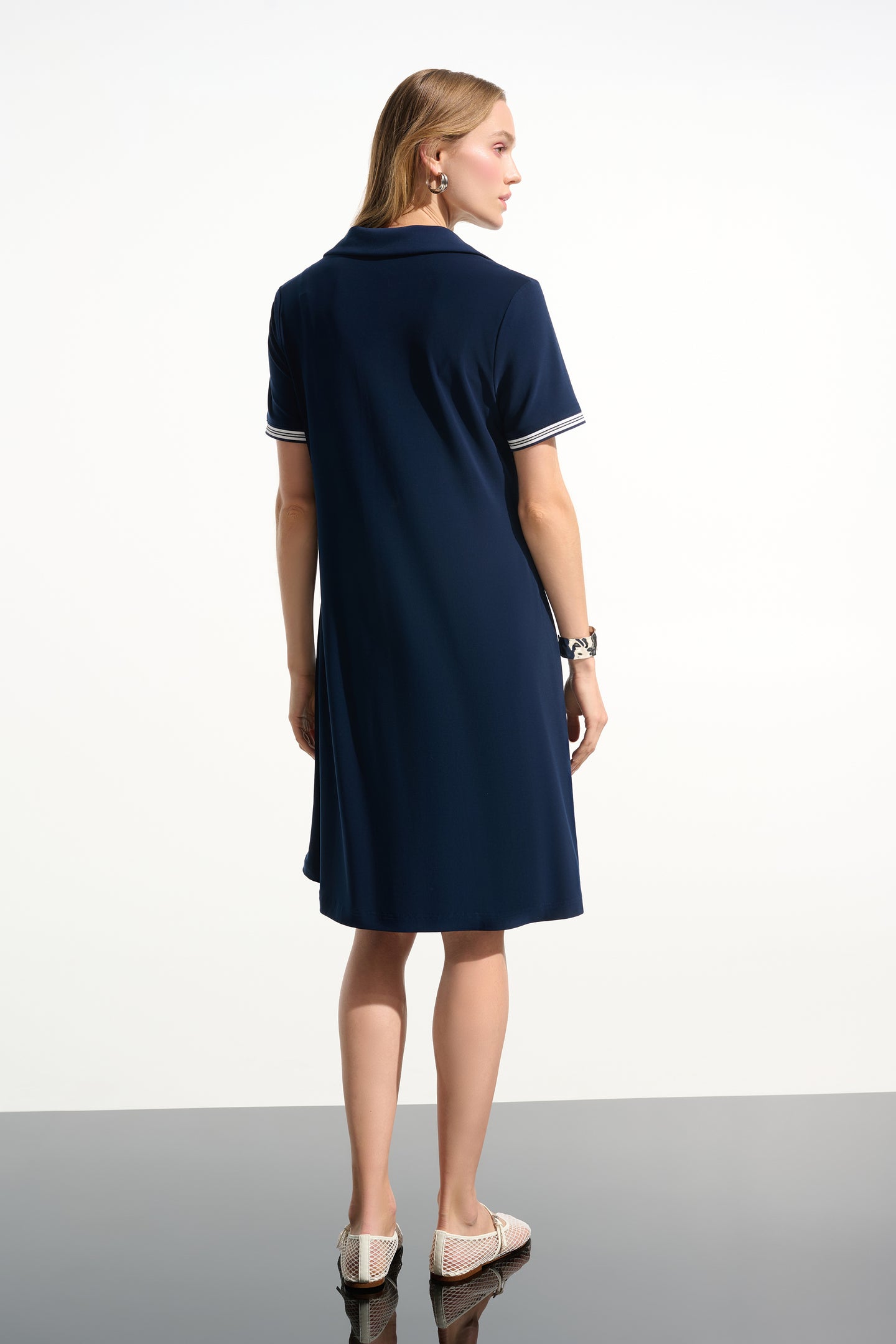 Joseph Ribkoff - Silky Knit Trapeze Dress With Polo Collar
