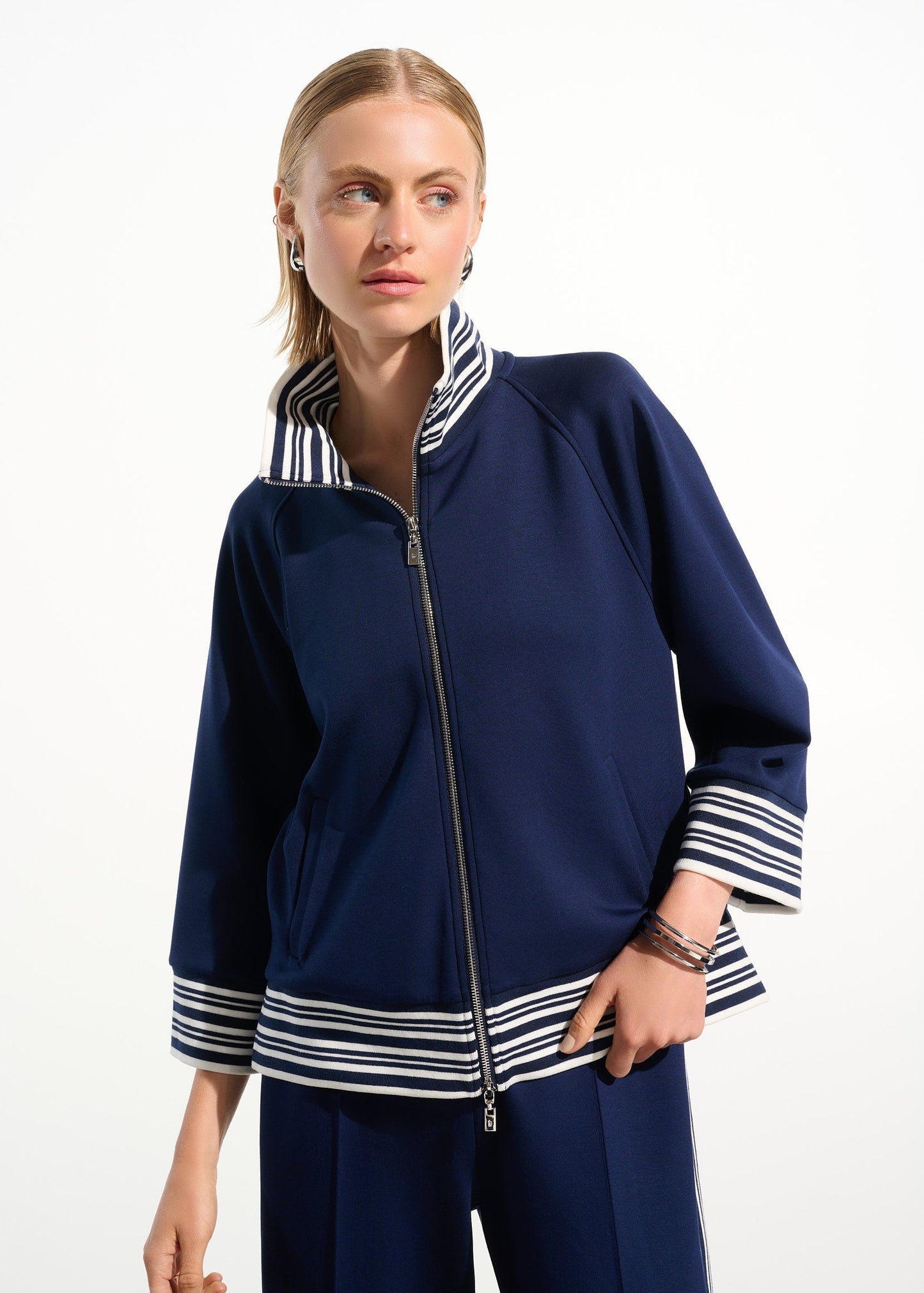 Joseph Ribkoff - Scuba Jersey Jacket With Funnel Collar