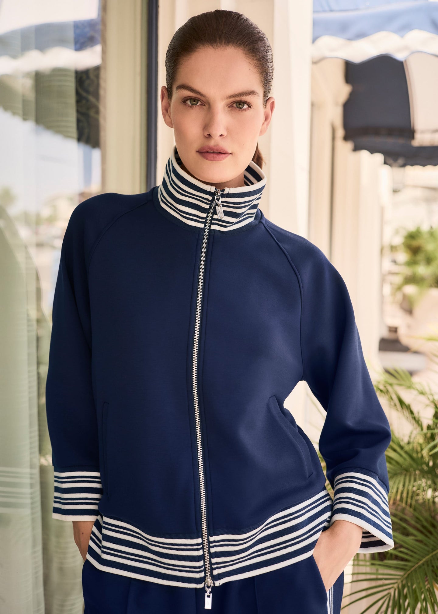 Joseph Ribkoff - Scuba Jersey Jacket With Funnel Collar