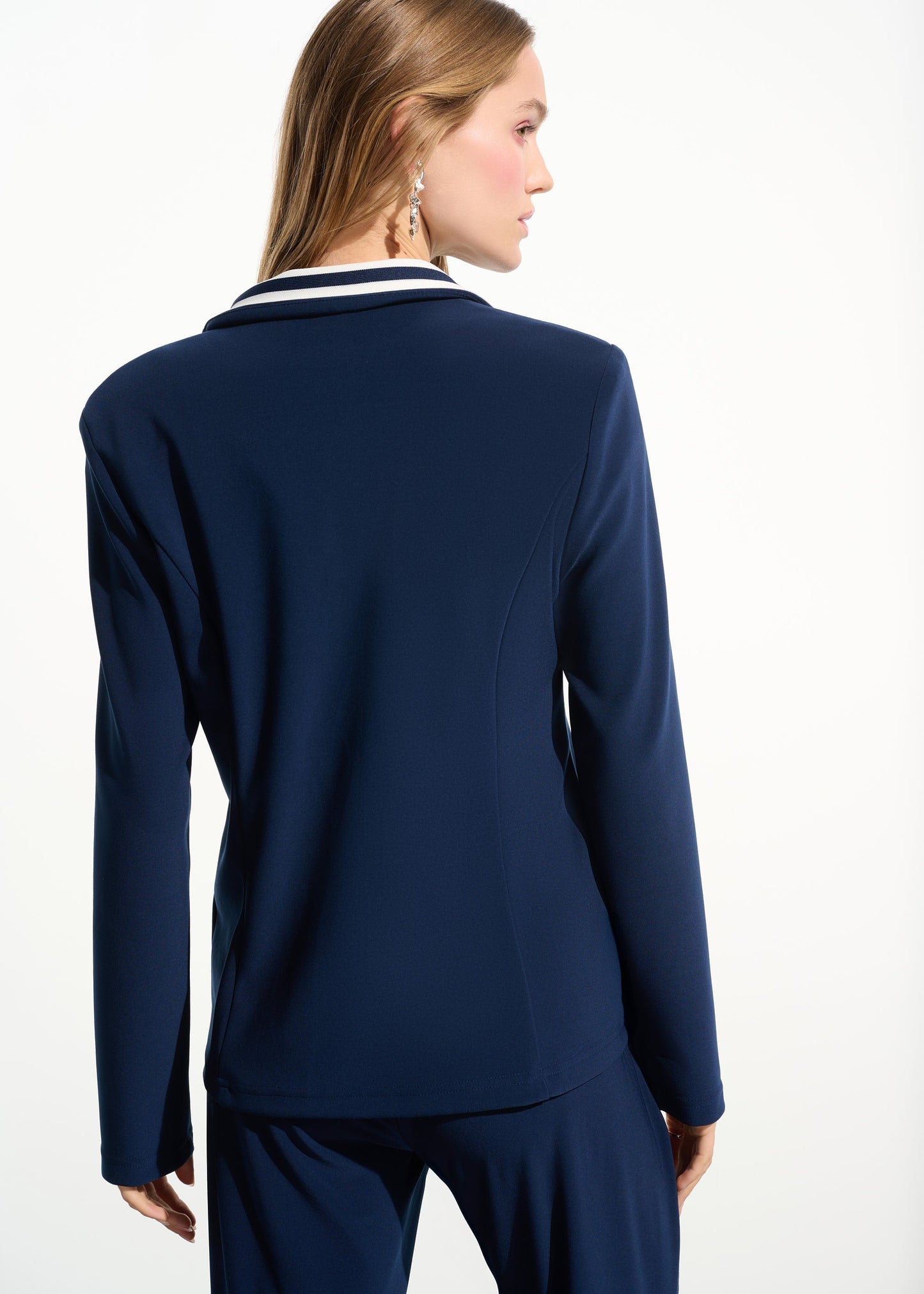 Joseph Ribkoff - Silky Knit Fitted Blazer With Stripe Band Detail