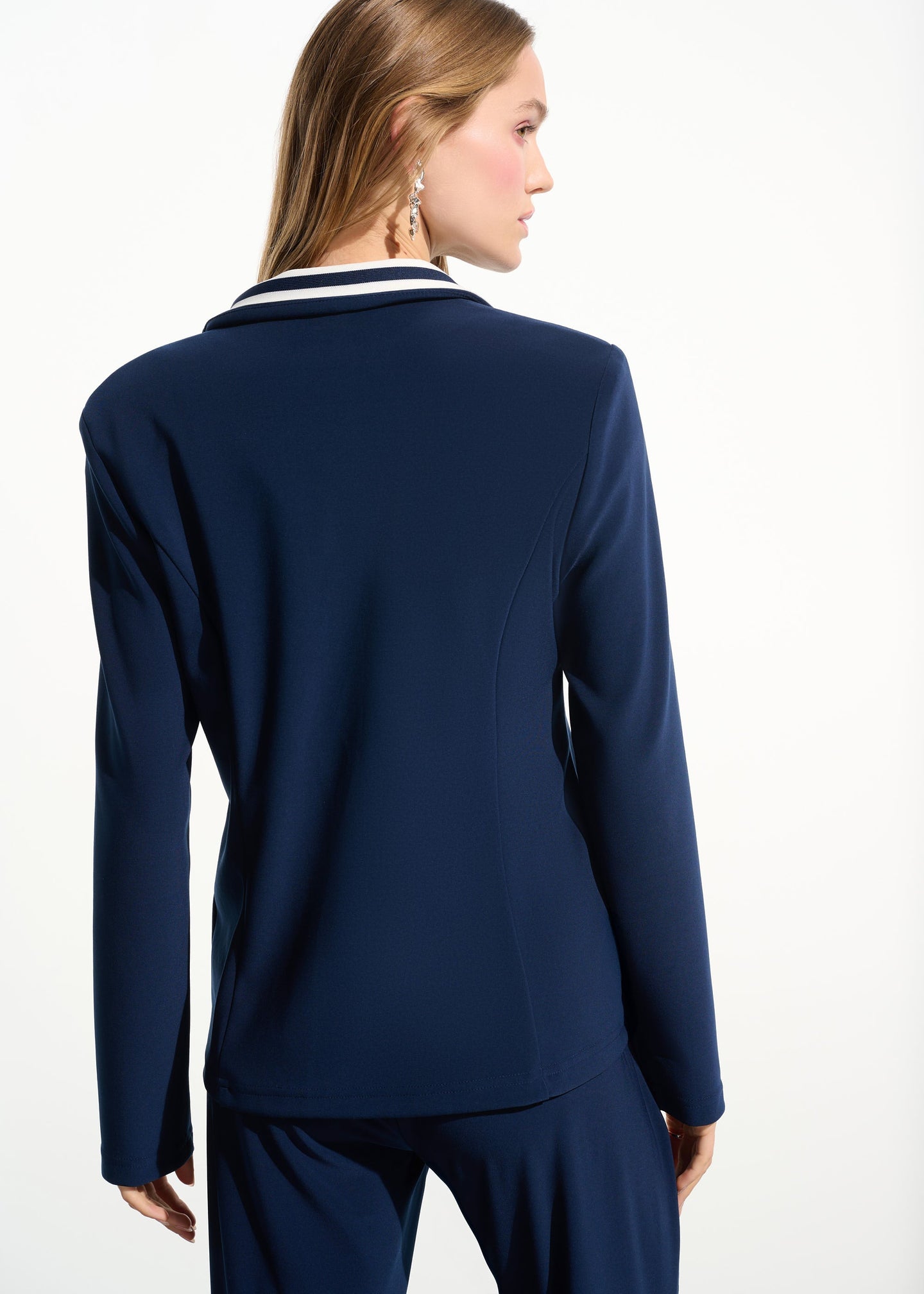 Joseph Ribkoff - Silky Knit Fitted Blazer With Stripe Band Detail