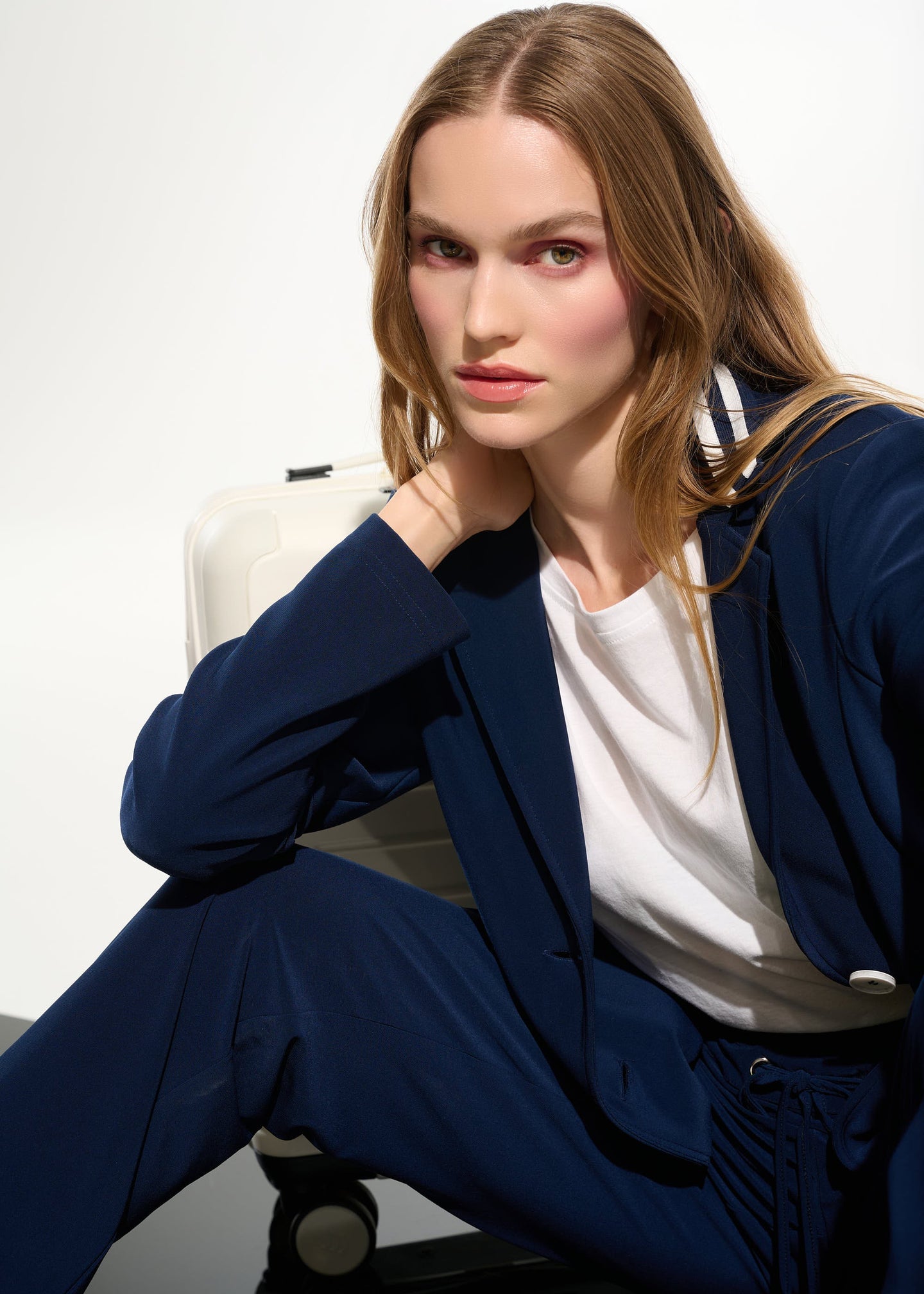 Joseph Ribkoff - Silky Knit Fitted Blazer With Stripe Band Detail