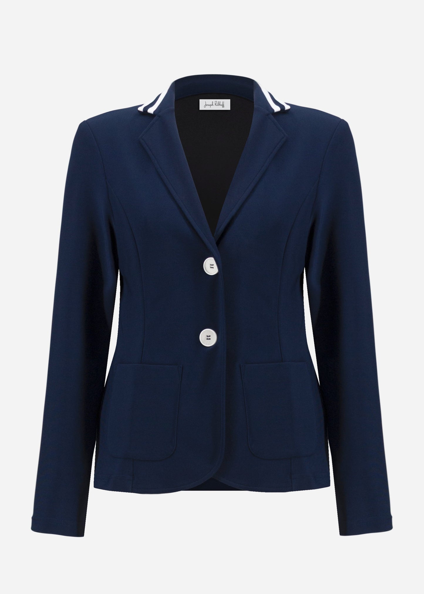 Joseph Ribkoff - Silky Knit Fitted Blazer With Stripe Band Detail