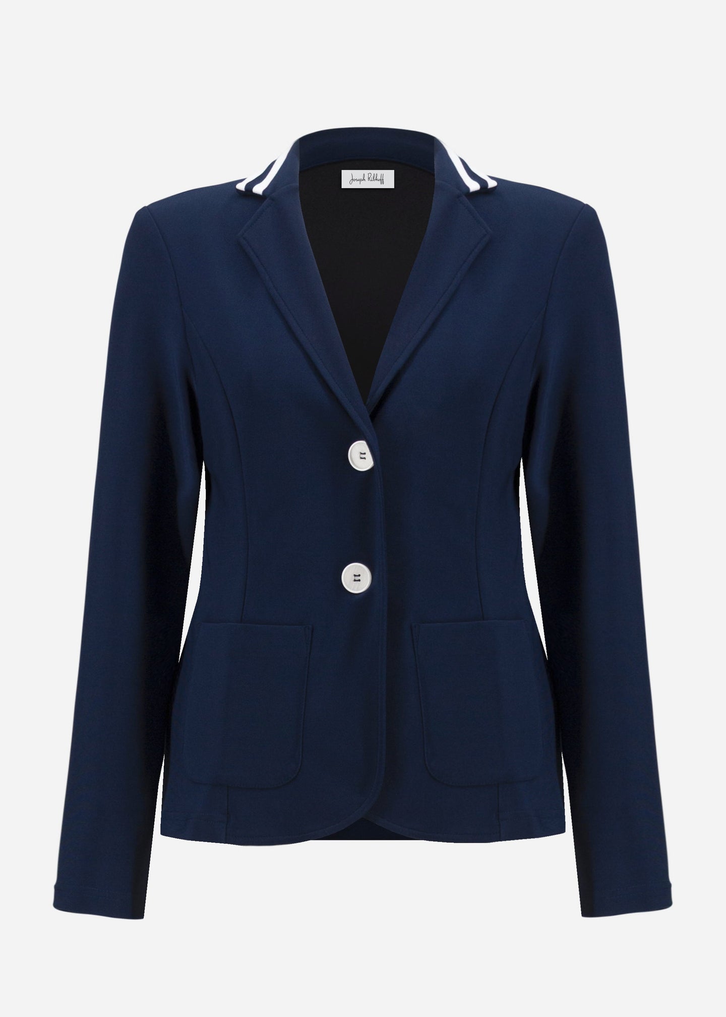 Joseph Ribkoff - Silky Knit Fitted Blazer With Stripe Band Detail