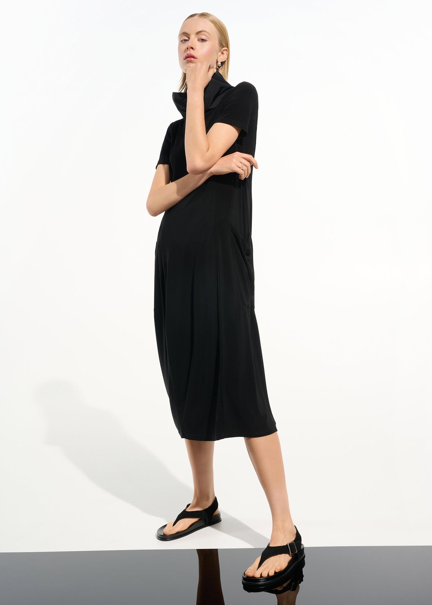 Joseph Ribkoff - Silky Knit Cocoon Dress With Memory Funnel Collar