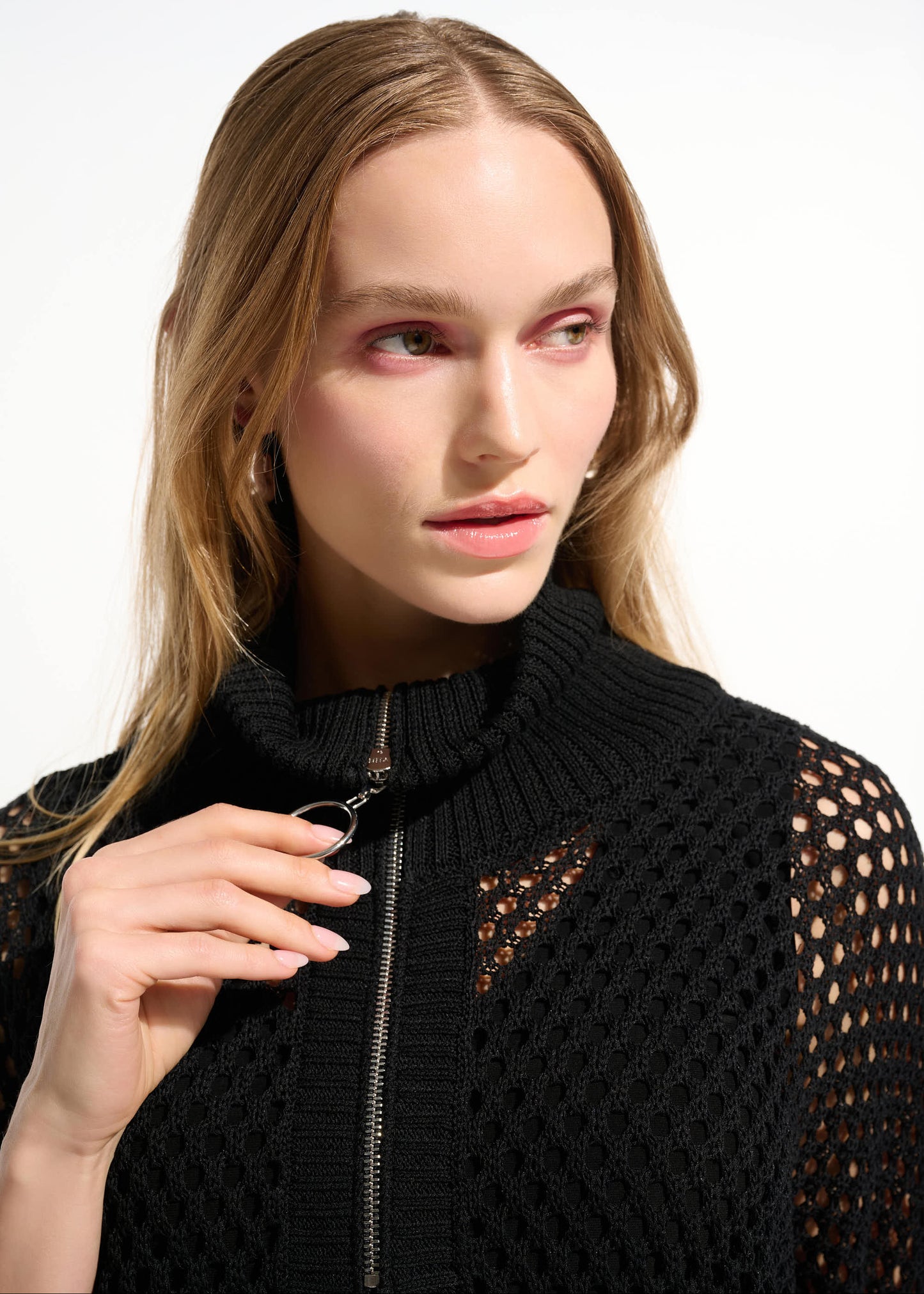 Joseph Ribkoff - Viscose Blend Boxy Sweater Knit With Zipped Neckline