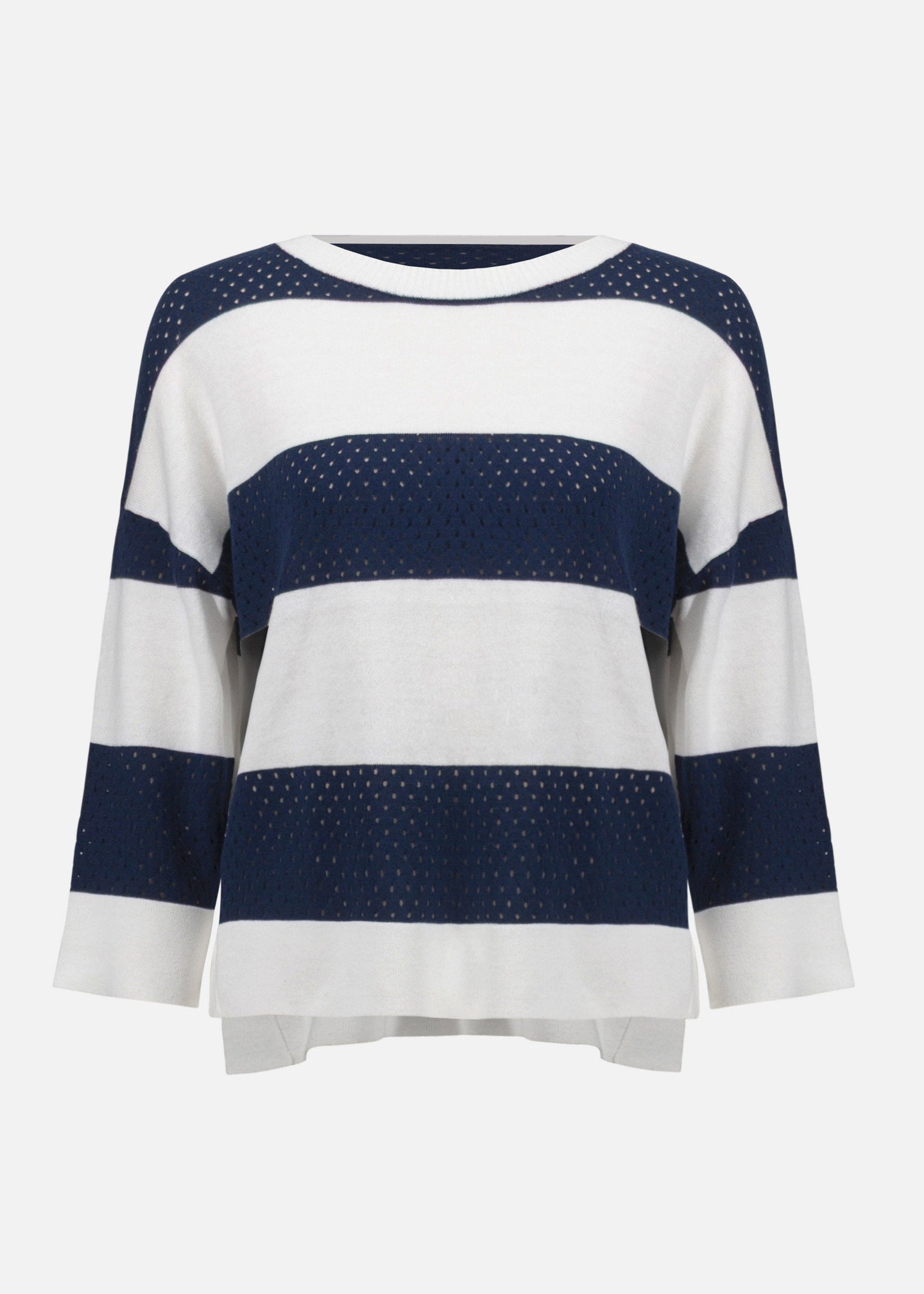 Joseph Ribkoff - Cotton Blend Stripe Print Crewneck Sweater
