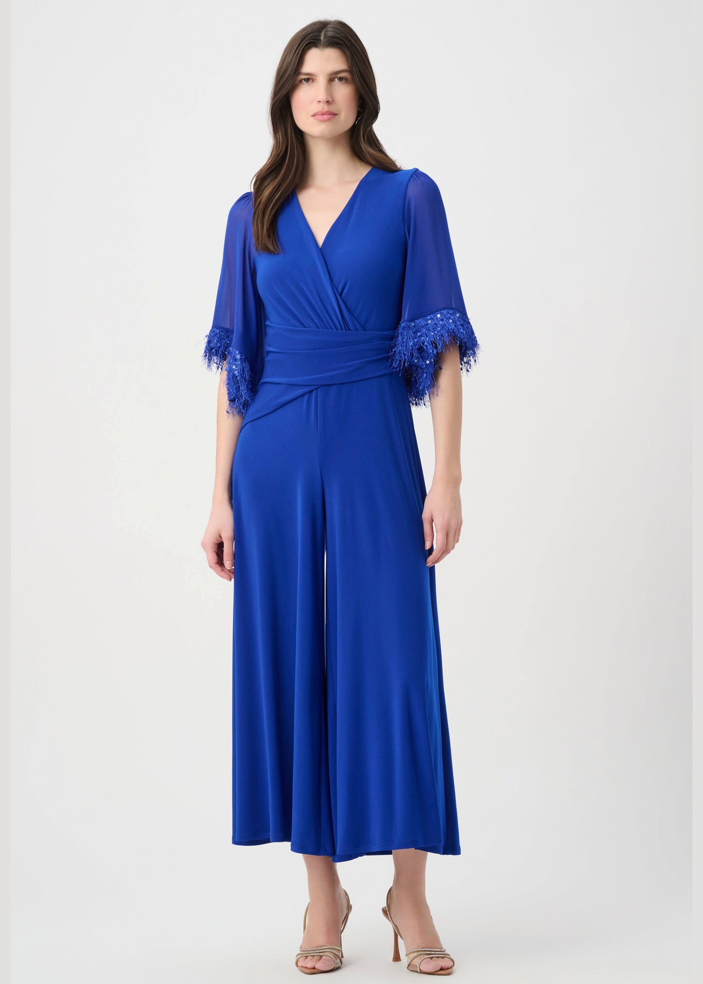 Joseph Ribkoff - Signature Silky Knit Wide Leg Jumpsuit With Chiffon Sleeves
