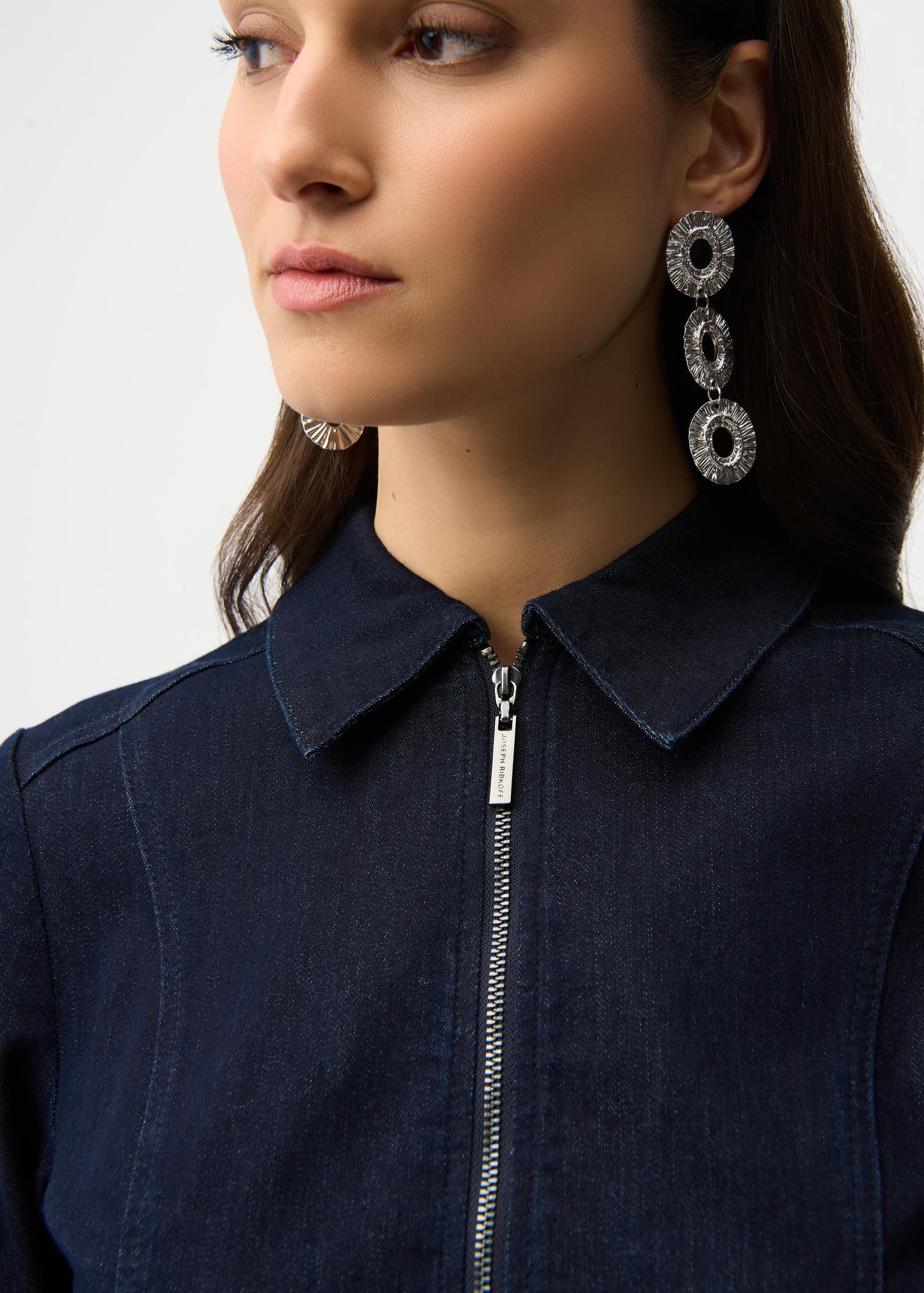 Joseph Ribkoff - Denim Dress With Half Zip and Belt