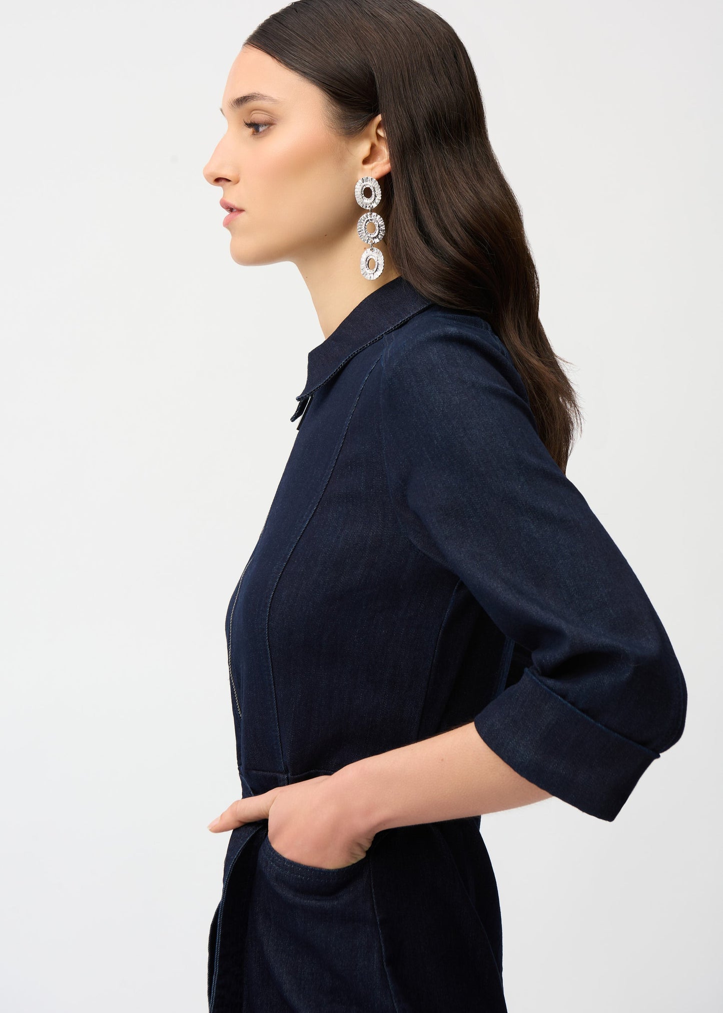 Joseph Ribkoff - Denim Dress With Half Zip and Belt