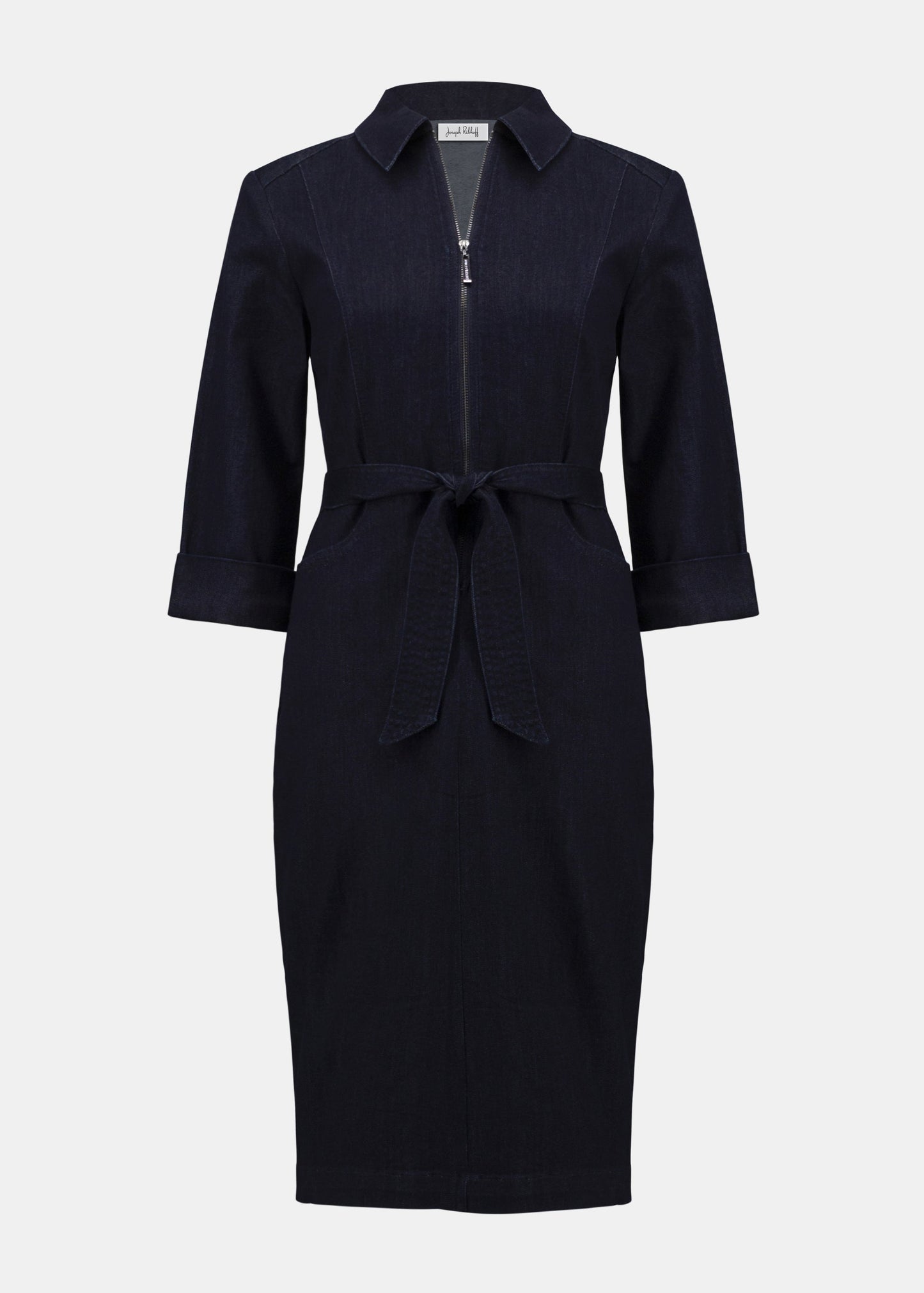 Joseph Ribkoff - Denim Dress With Half Zip and Belt